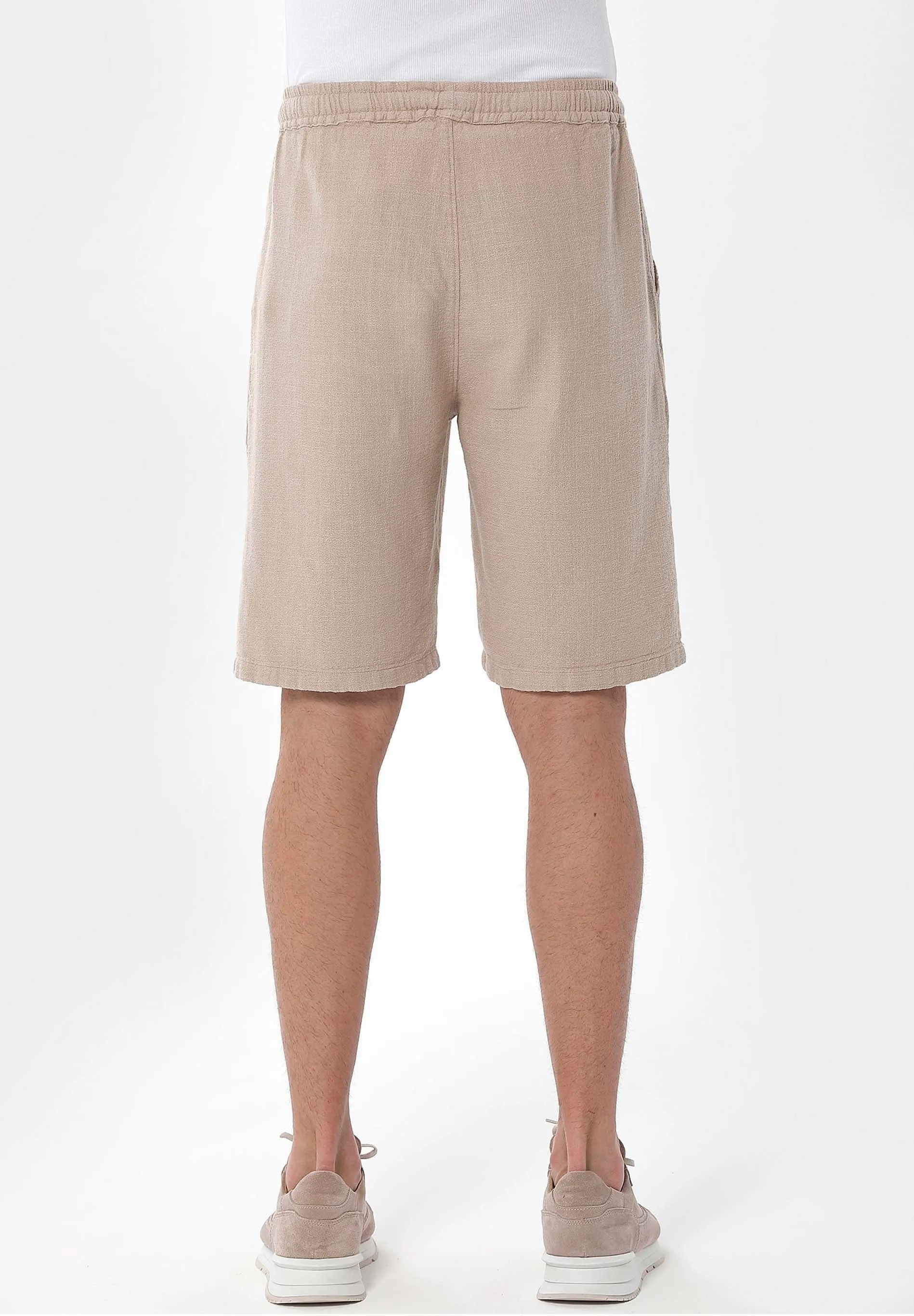 Men's Linen Blend Casual Shorts Beige sold by Ivalo.com product image thumbnail 4