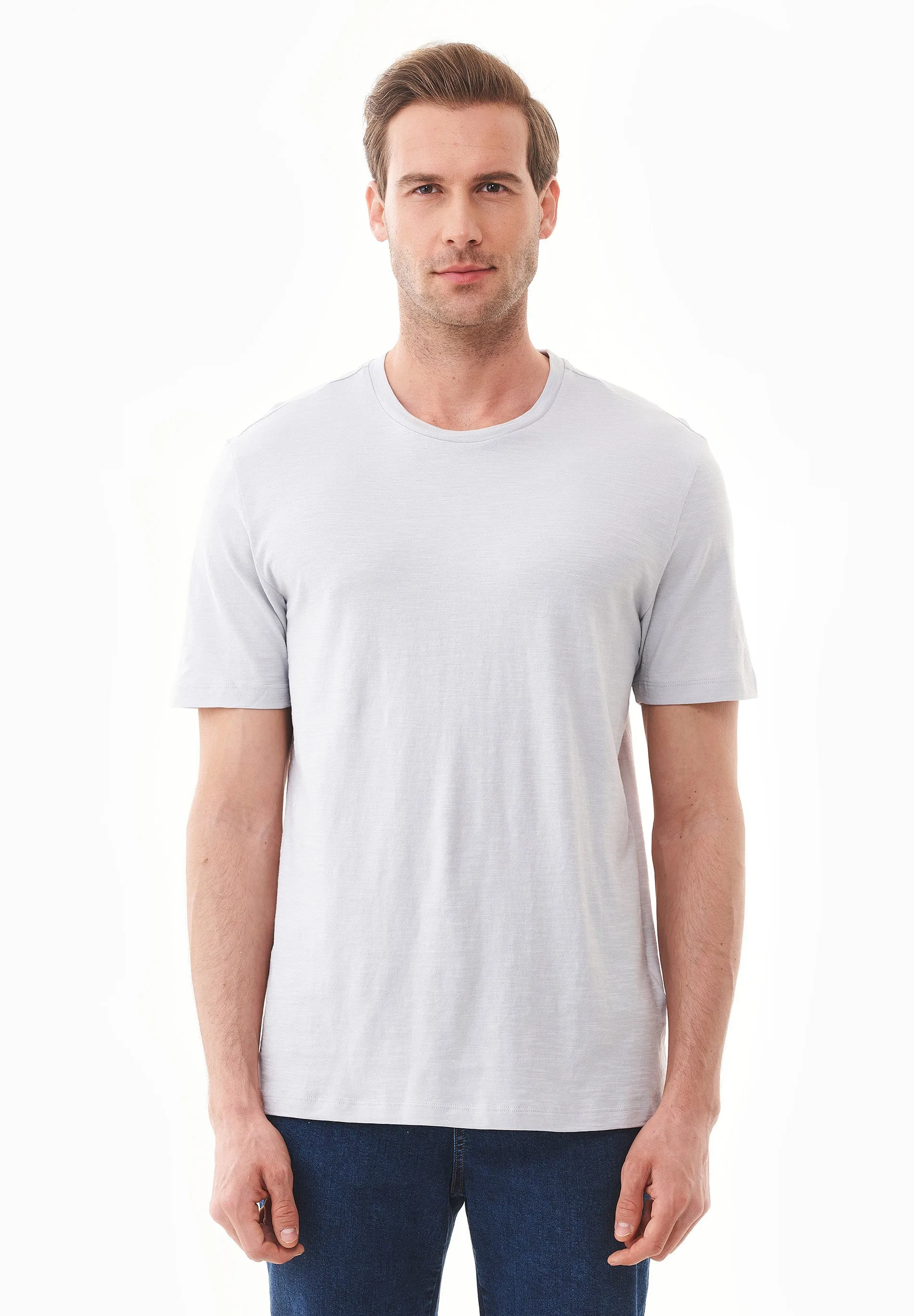 Men's Basic Round Neck T-Shirt Light Grey sold by Ivalo.com product image thumbnail 5