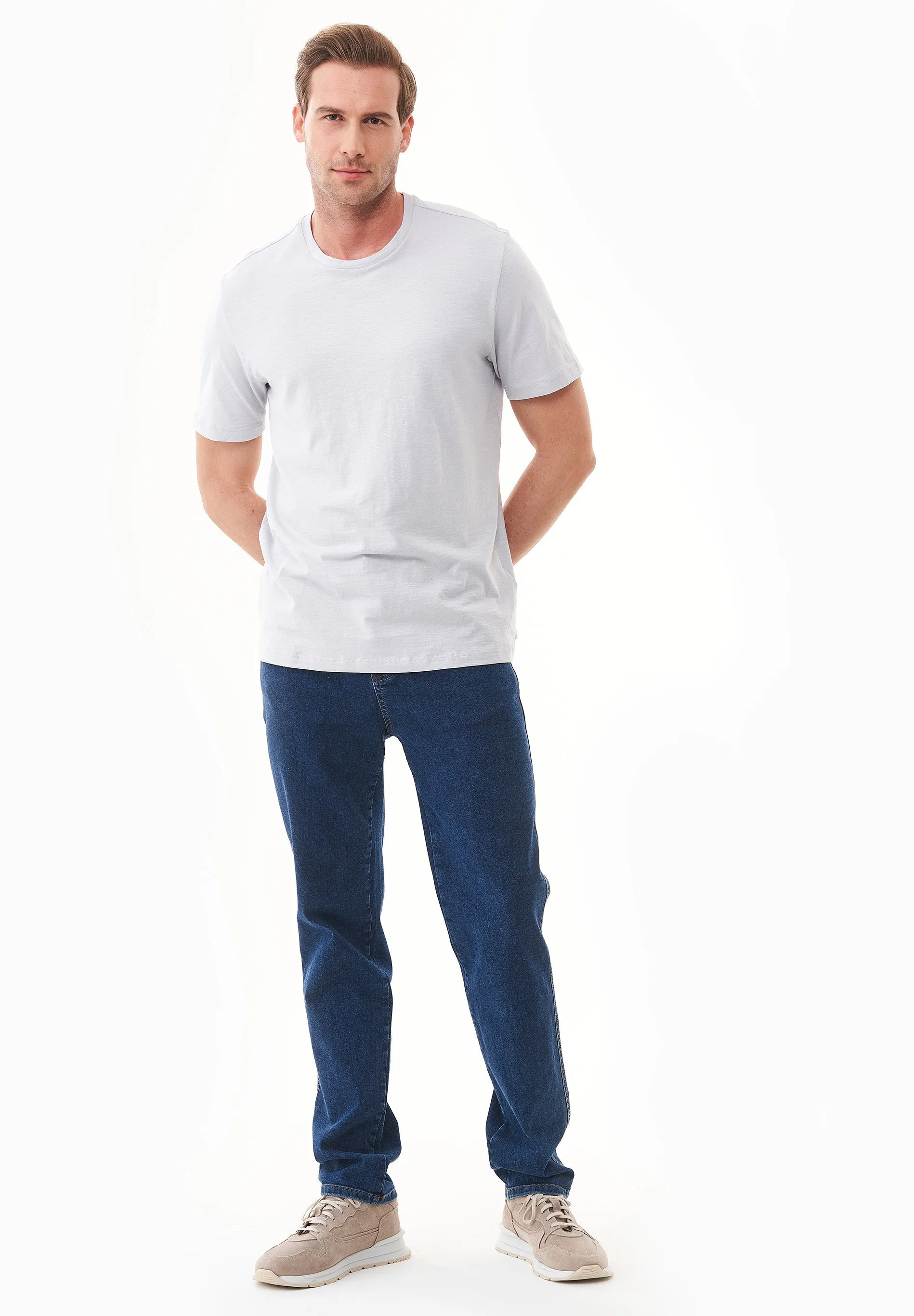 Men's Basic Round Neck T-Shirt Light Grey sold by Ivalo.com product image thumbnail 3