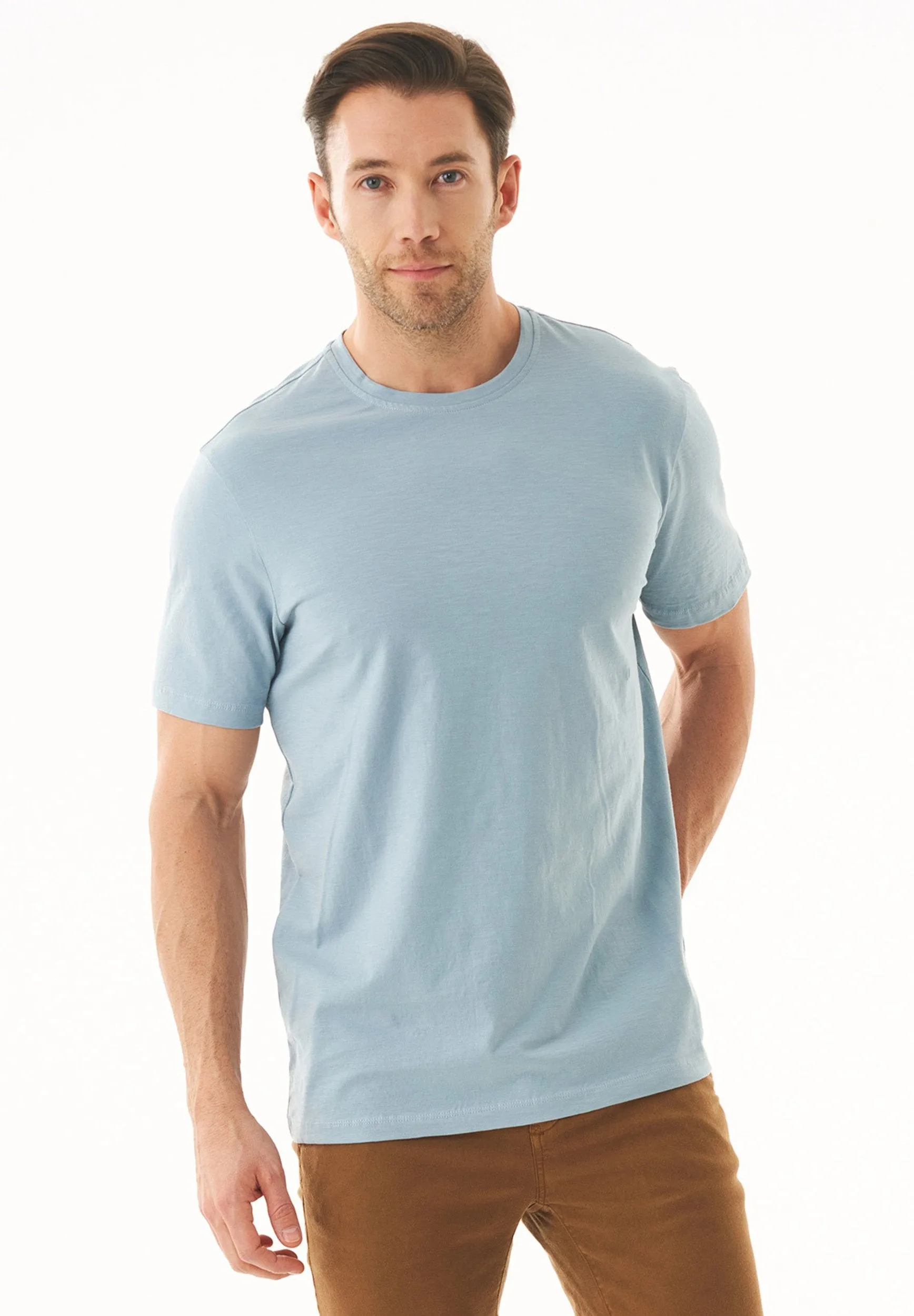 Men's Basic Round Neck T-Shirt Dusty Blue sold by Ivalo.com