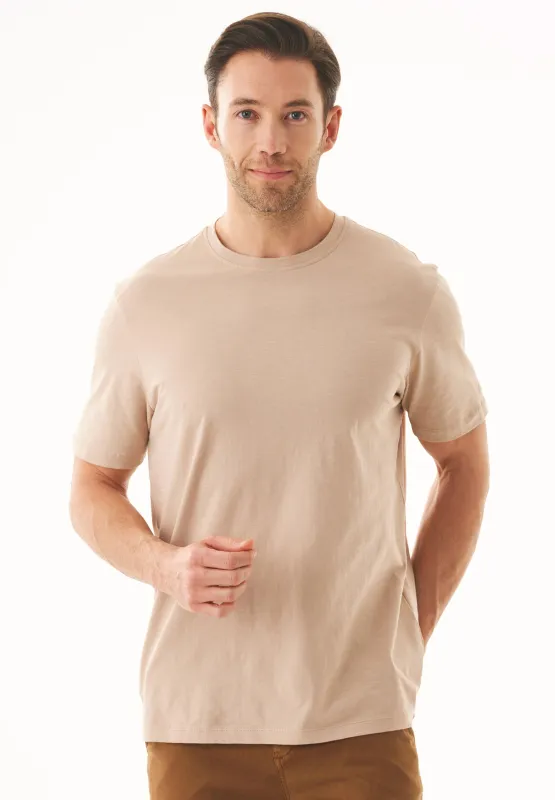 Men's Basic Round Neck T-Shirt Beige sold by Ivalo.com