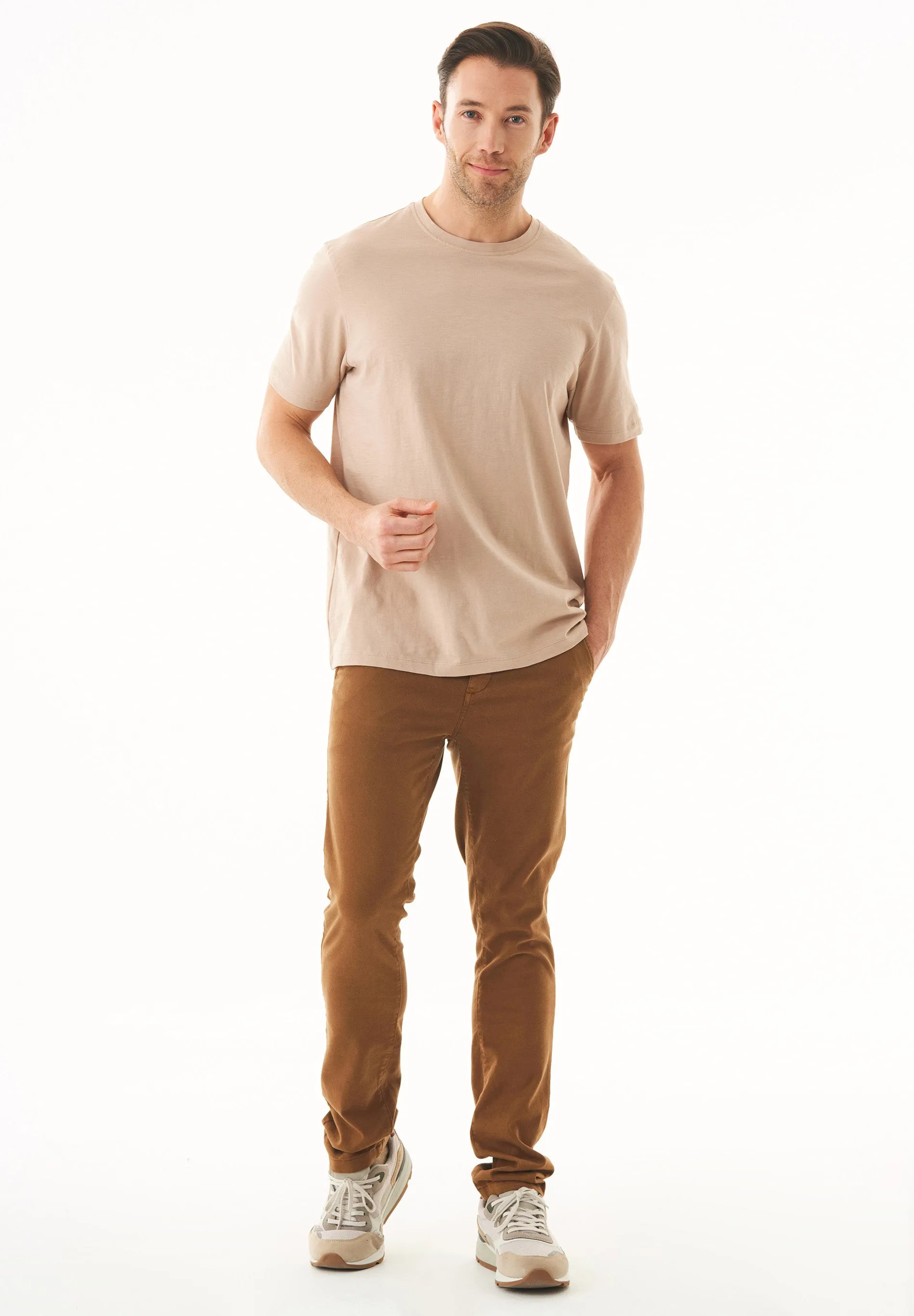 Men's Basic Round Neck T-Shirt Beige sold by Ivalo.com product image thumbnail 3
