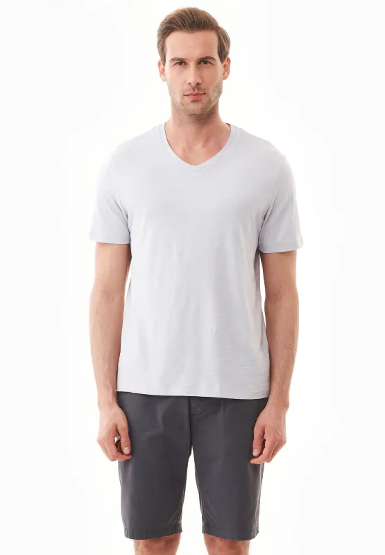 Men's Basic V-Neck T-Shirt Light Grey sold by Ivalo.com