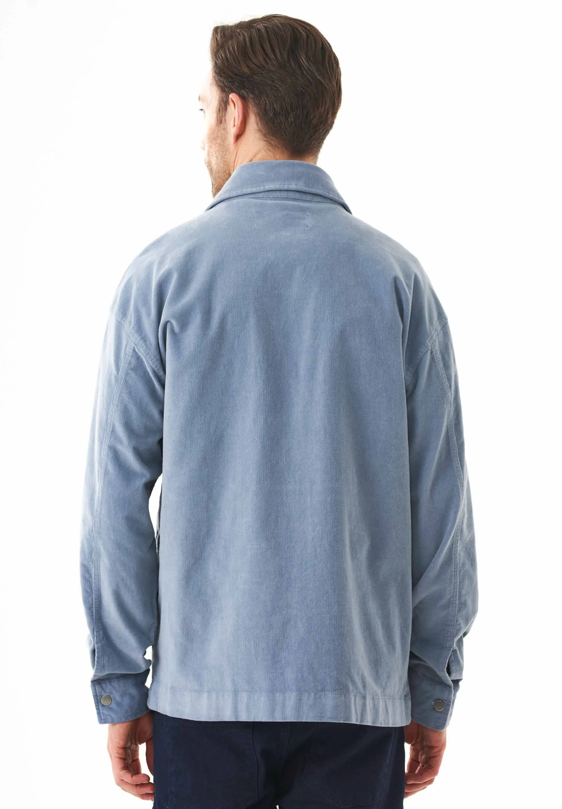 Men's Full Zip Corduroy Overshirt Dusty Blue sold by Ivalo.com product image thumbnail 3