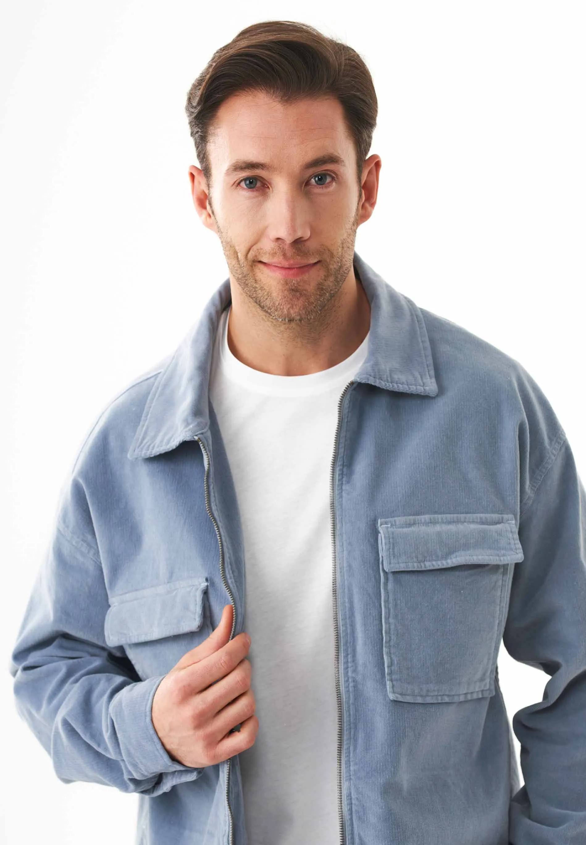 Men's Full Zip Corduroy Overshirt Dusty Blue sold by Ivalo.com product image thumbnail 4