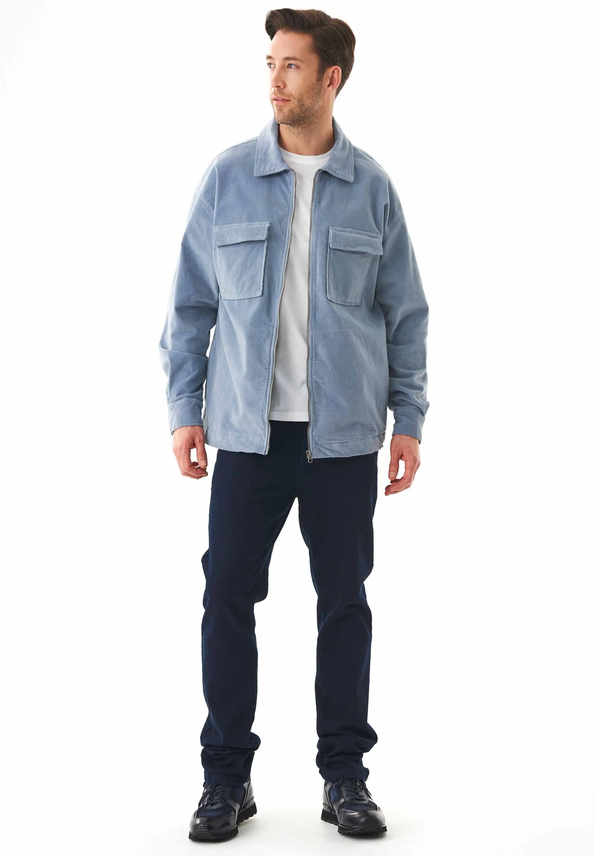Men's Full Zip Corduroy Overshirt Dusty Blue sold by Ivalo.com product image thumbnail 2