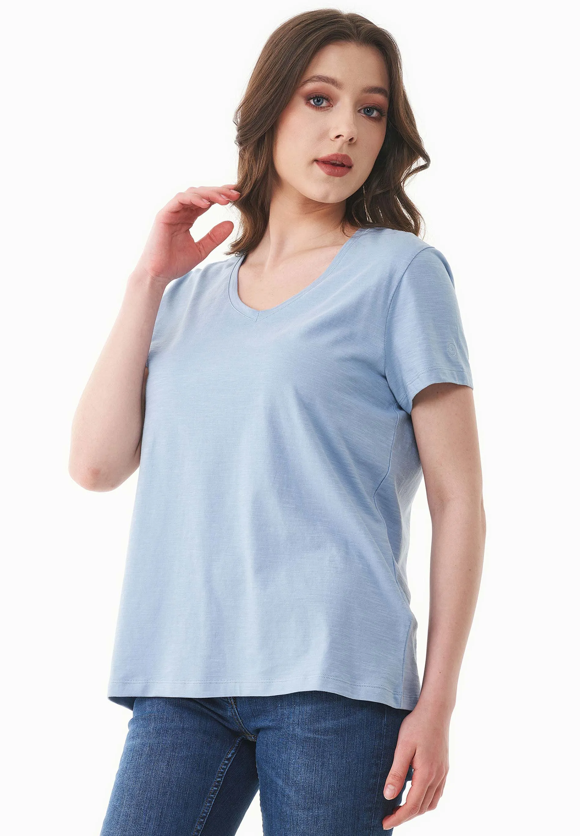 Women's Basic V-Neck T-Shirt Ice Blue sold by Ivalo.com product image thumbnail 5