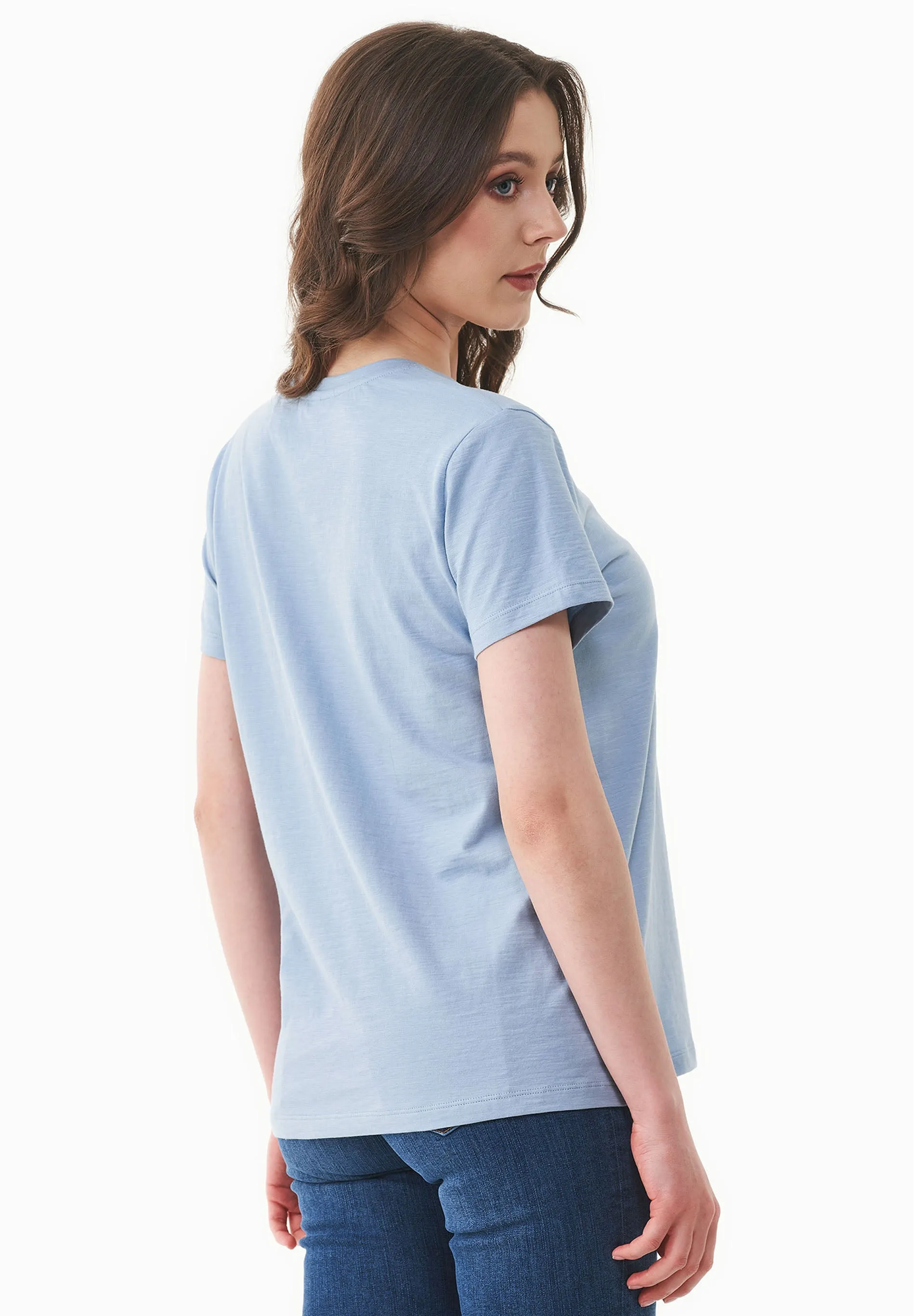 Women's Basic V-Neck T-Shirt Ice Blue sold by Ivalo.com product image thumbnail 2