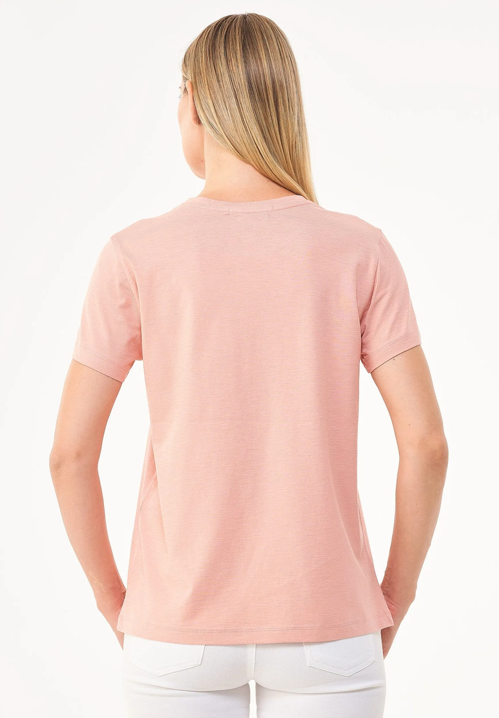 Women's Basic Round Neck T-Shirt Salmon Pink sold by Ivalo.com product image thumbnail 2