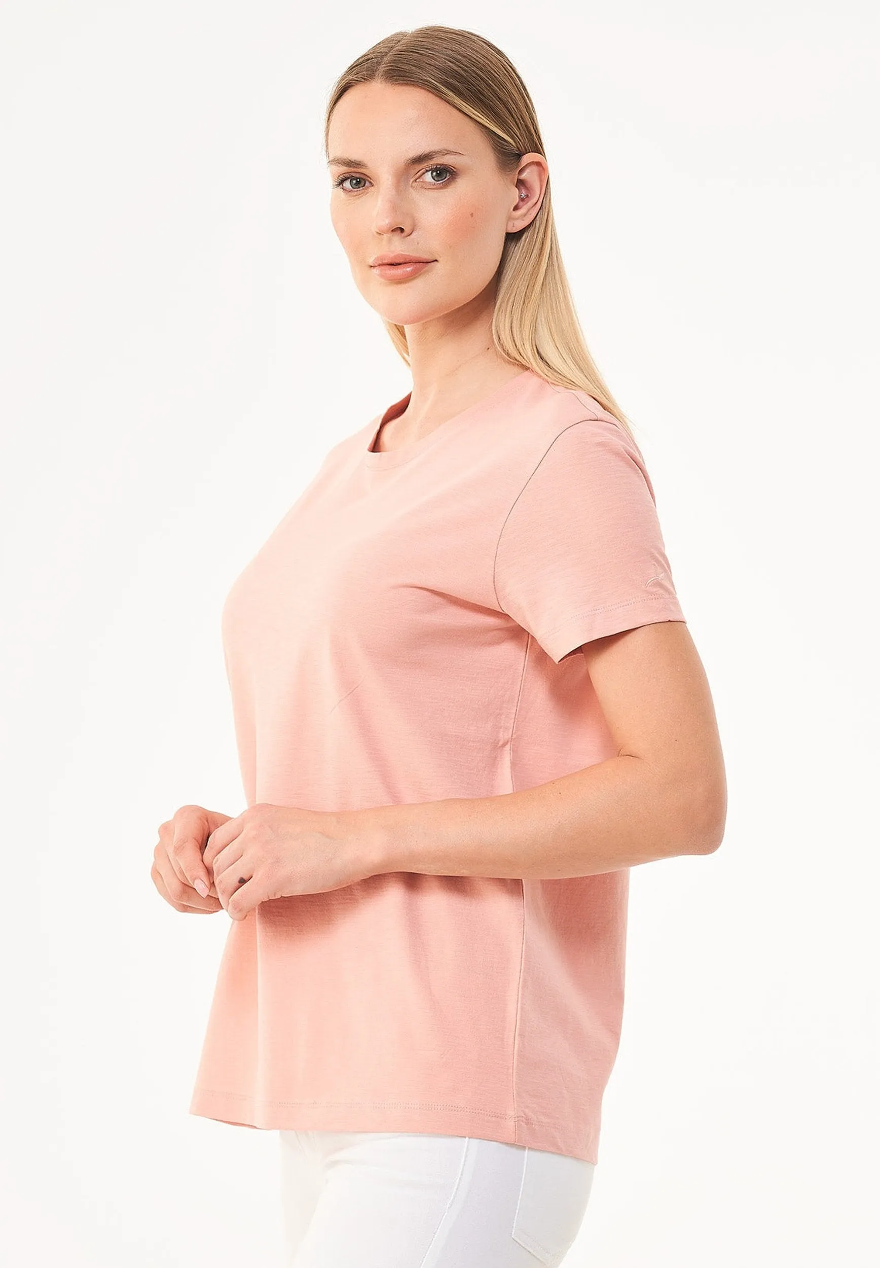 Women's Basic Round Neck T-Shirt Salmon Pink sold by Ivalo.com product image thumbnail 4