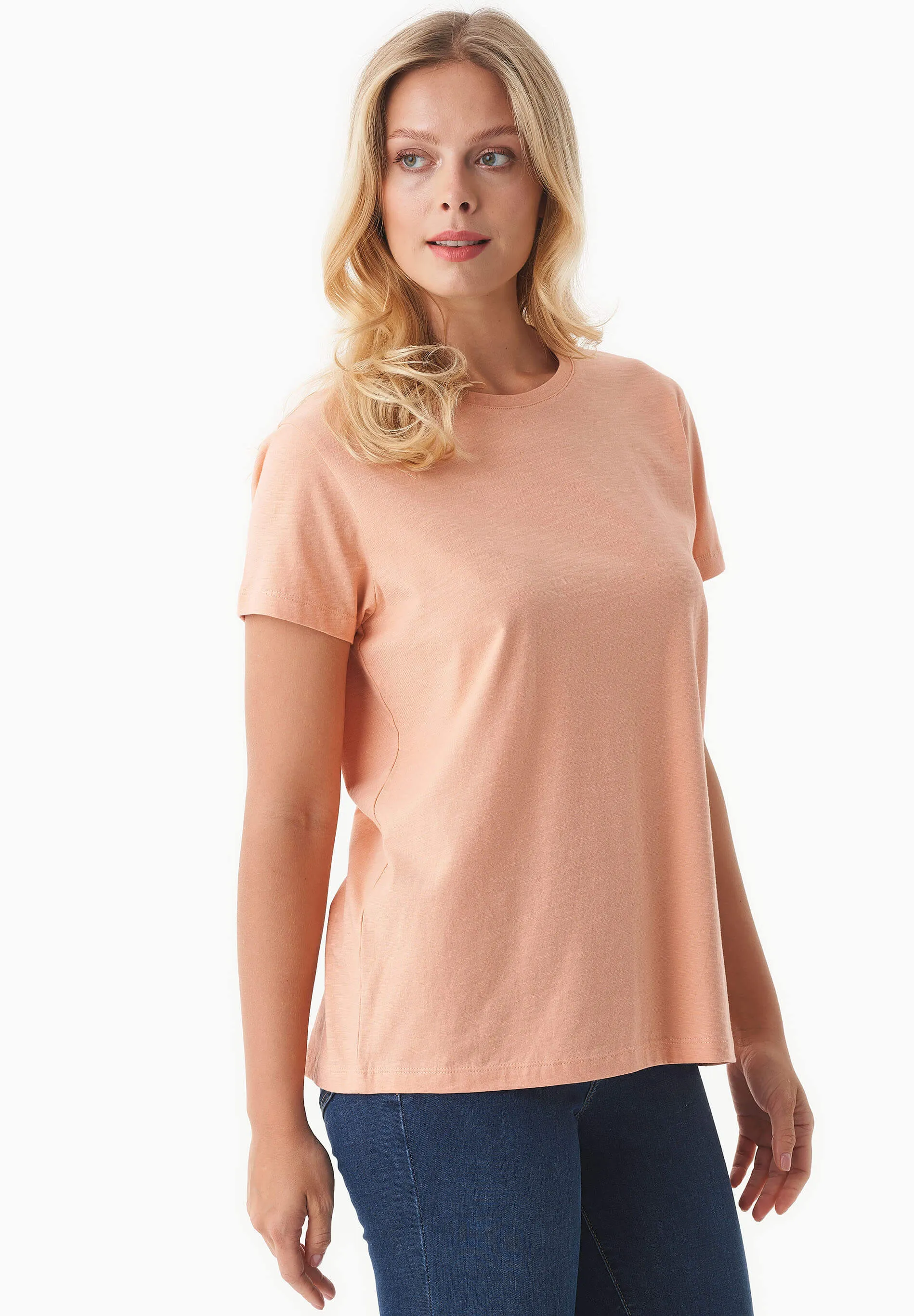 Women's Basic Round Neck T-Shirt Peach sold by Ivalo.com product image thumbnail 4