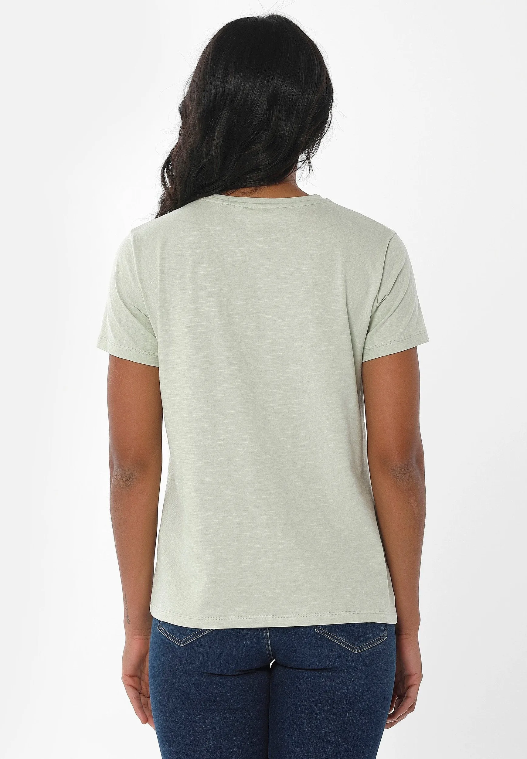 Women's Basic Round Neck T-Shirt Soft Green sold by Ivalo.com product image thumbnail 2