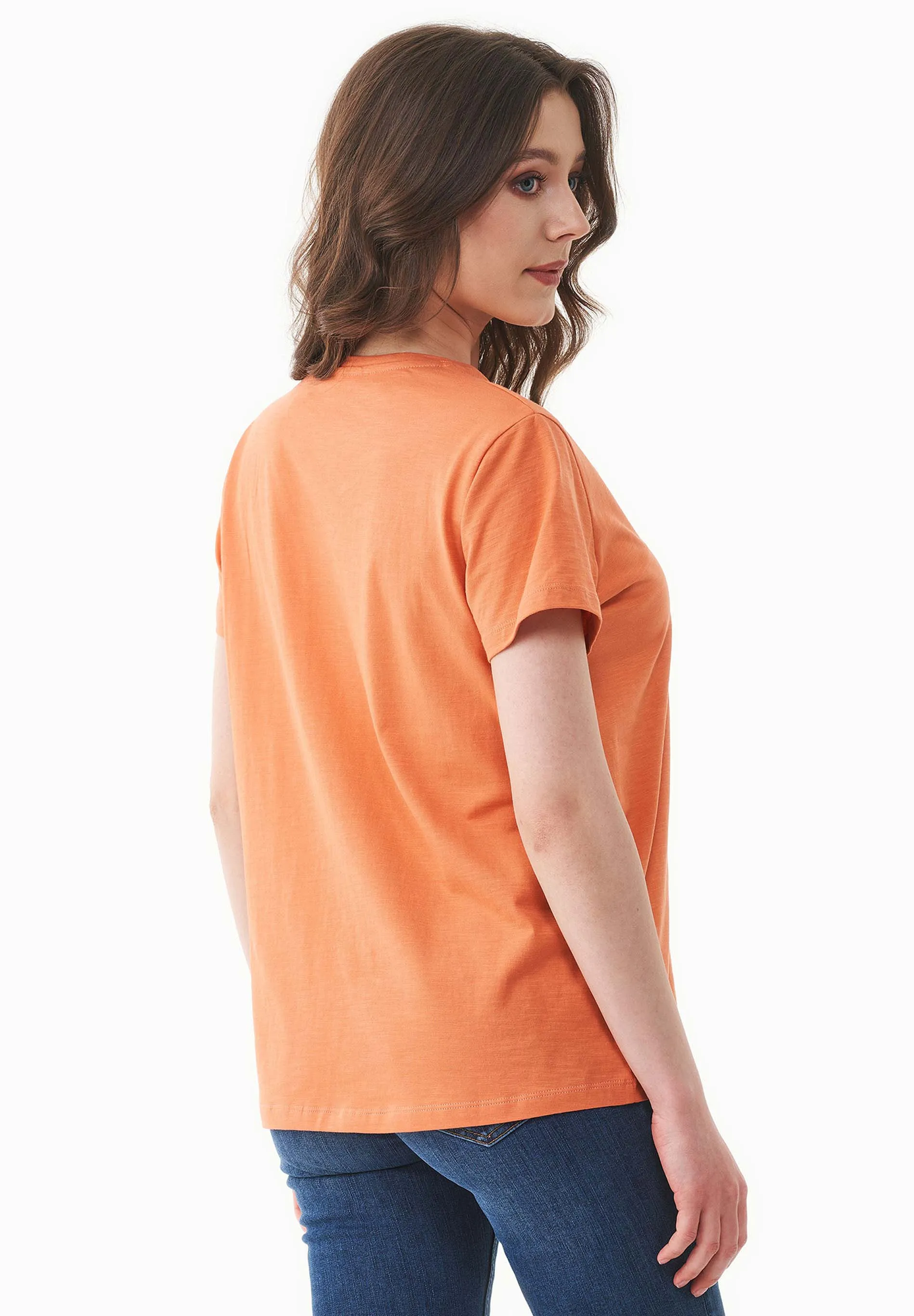 Women's Basic Round Neck T-Shirt Dusty Orange sold by Ivalo.com product image thumbnail 2