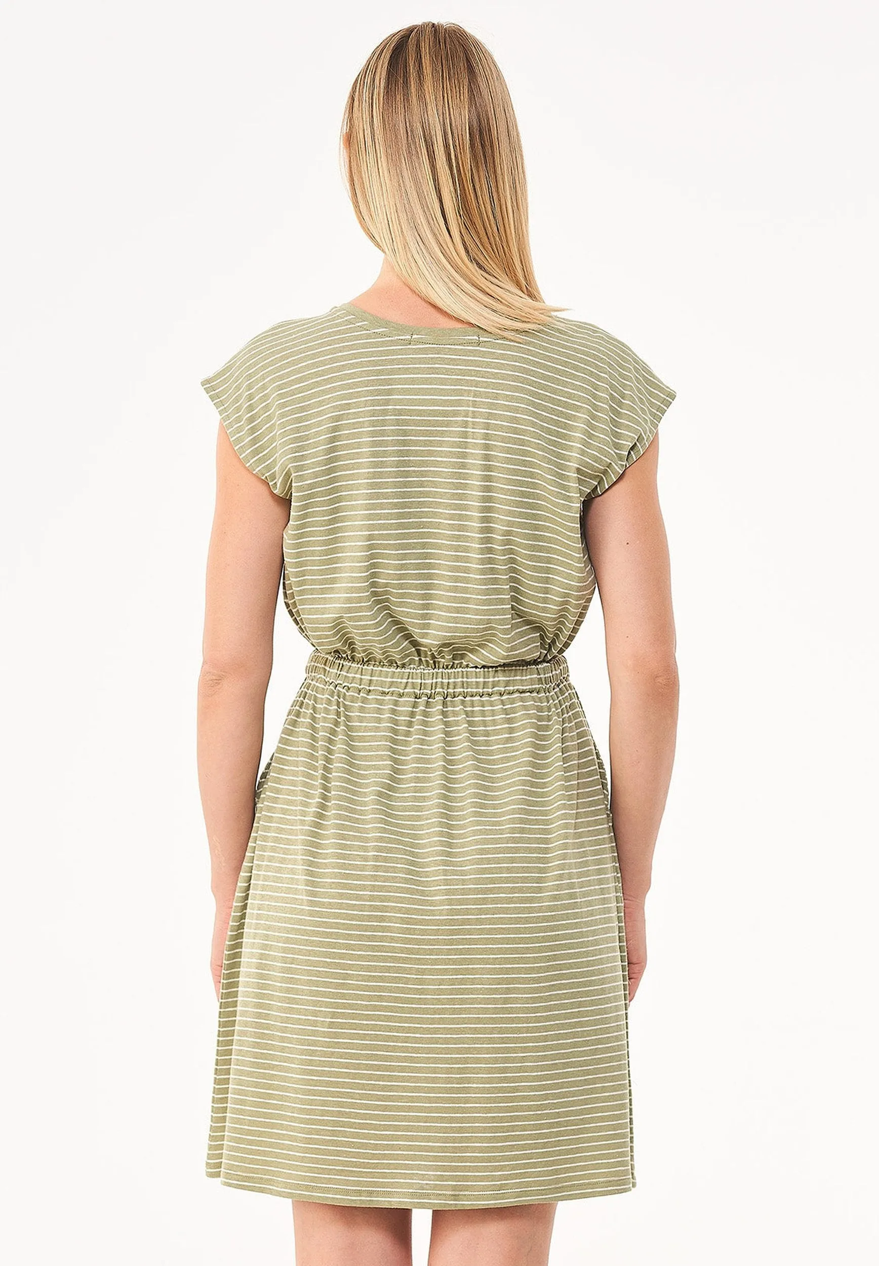 Striped Linen Blend Jersey Dress Olive/Off White sold by Ivalo.com product image thumbnail 4