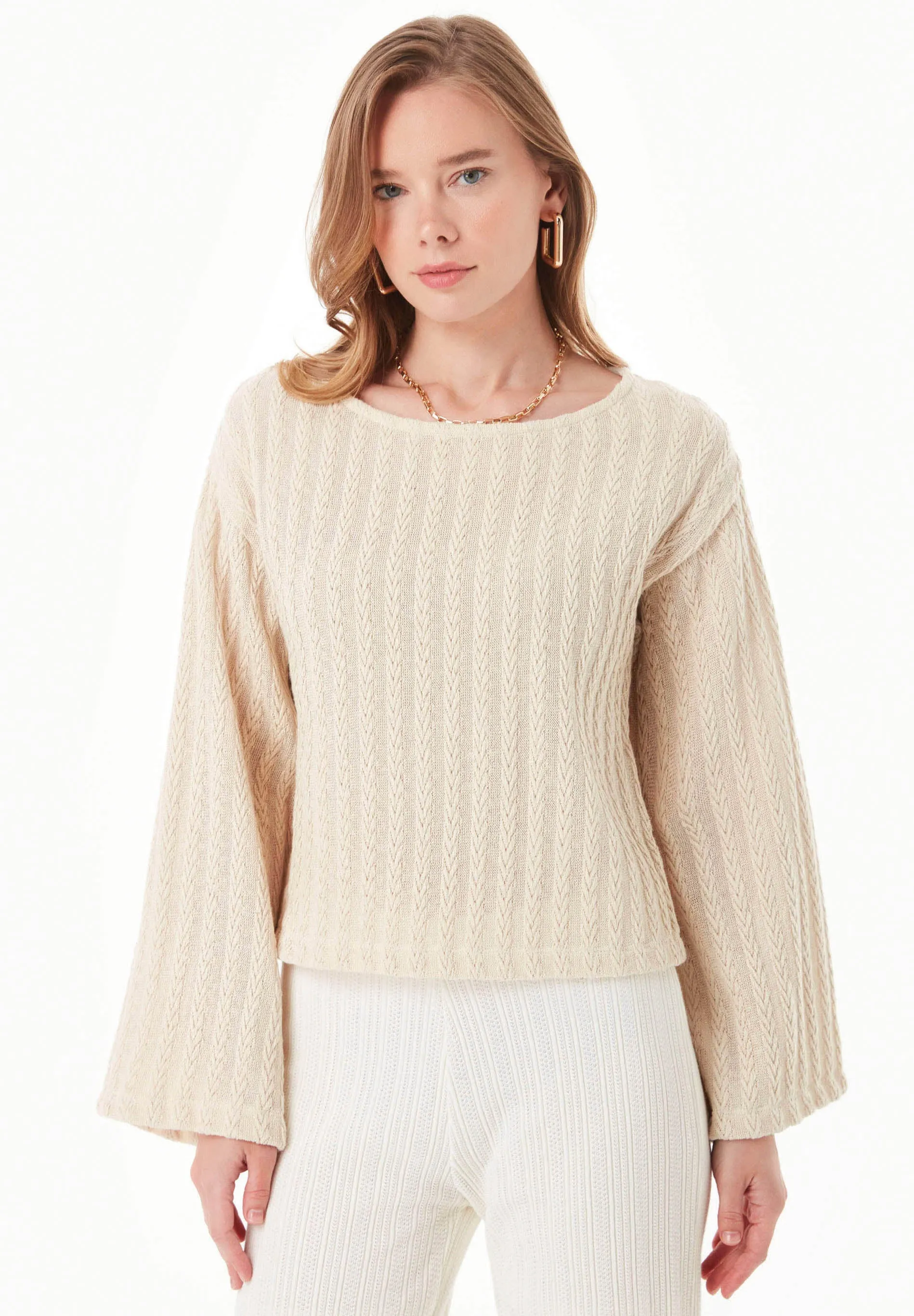 Fantasy Cotton Knit Long Sleeve Natural sold by Ivalo.com
