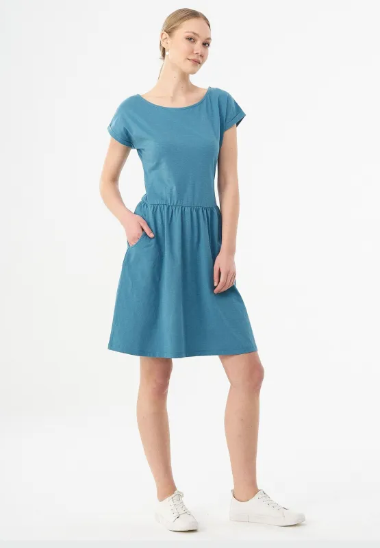 Slub Jersey Dress With Side Pockets Petrol Blue sold by Ivalo.com