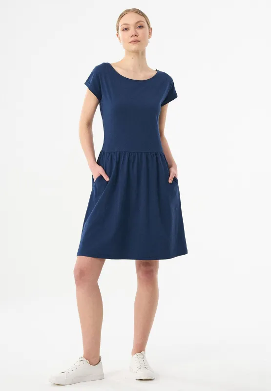 Slub Jersey Dress With Side Pockets Navy sold by Ivalo.com