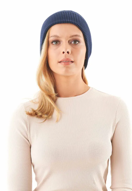 Knitted Organic Cotton Beanie Navy sold by Ivalo.com