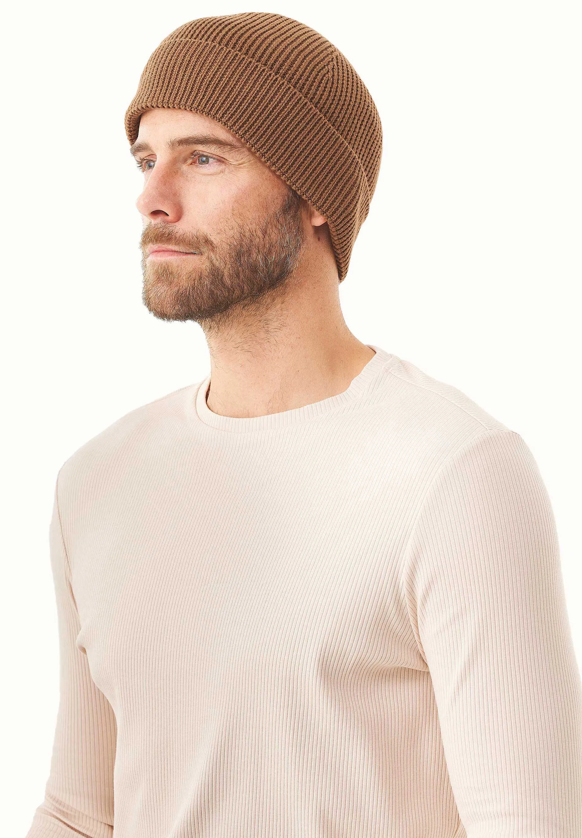 Knitted Organic Cotton Beanie Camel sold by Ivalo.com product image thumbnail 2