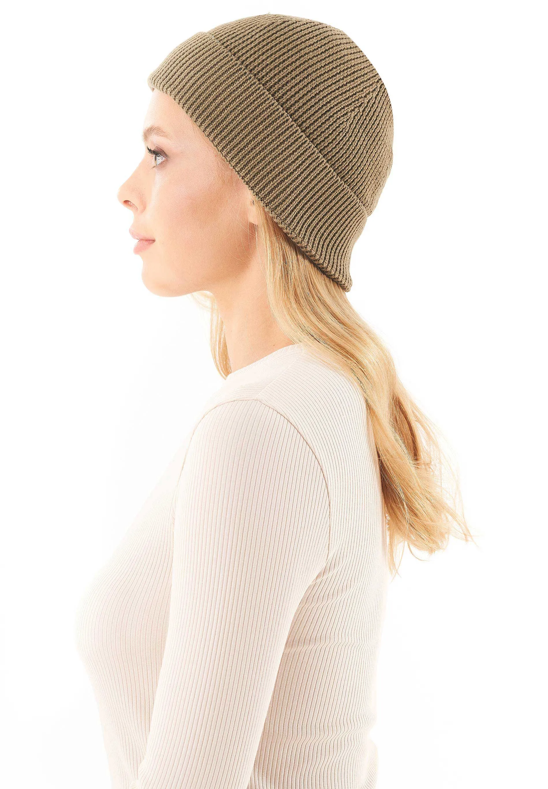 Knitted Organic Cotton Beanie Olive Oil sold by Ivalo.com product image thumbnail 2
