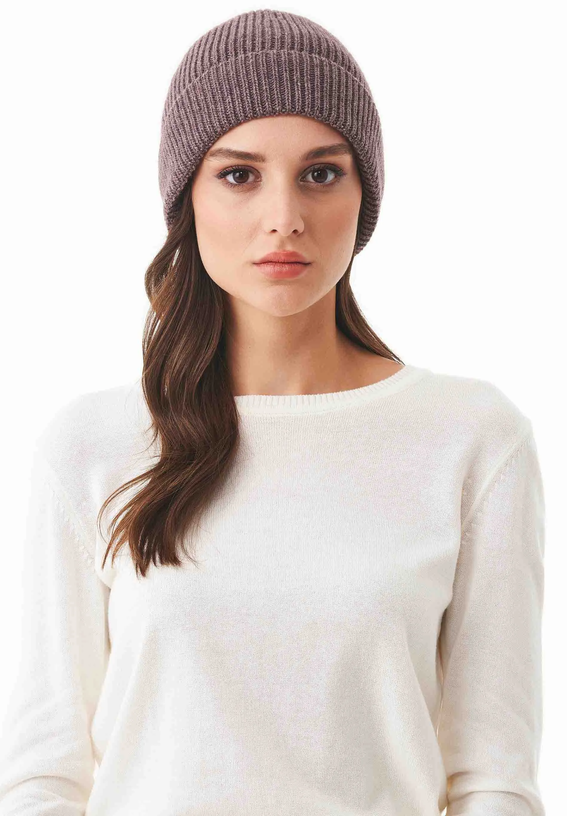 Ribbed Merino Wool Blend Beanie Light Brown sold by Ivalo.com product image thumbnail 3