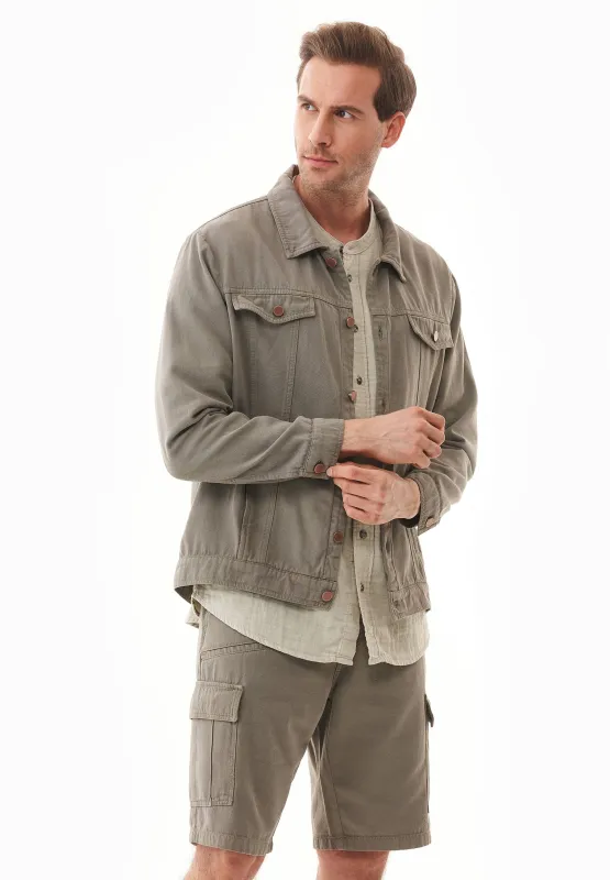 Men's Organic Cotton Shirt Jacket Smokey Olive sold by Ivalo.com