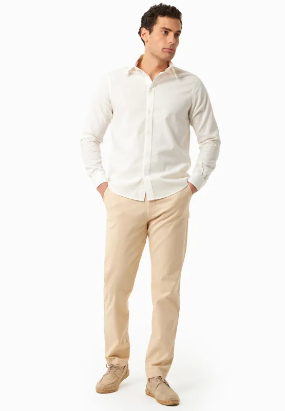Men's Regular-Fit Organic Cotton Trousers Beige sold by Ivalo.com