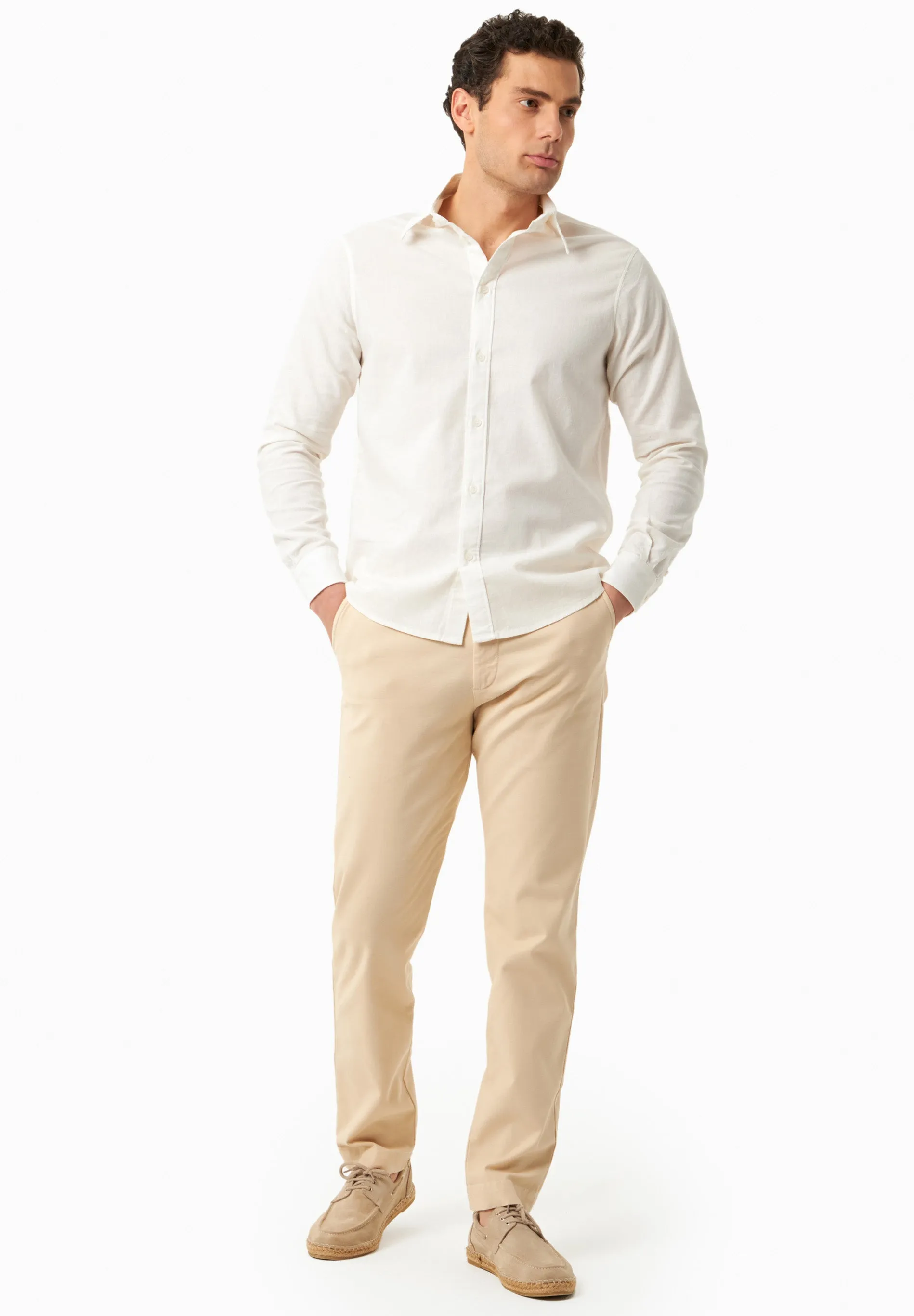 Men's Regular-Fit Organic Cotton Trousers Beige sold by Ivalo.com