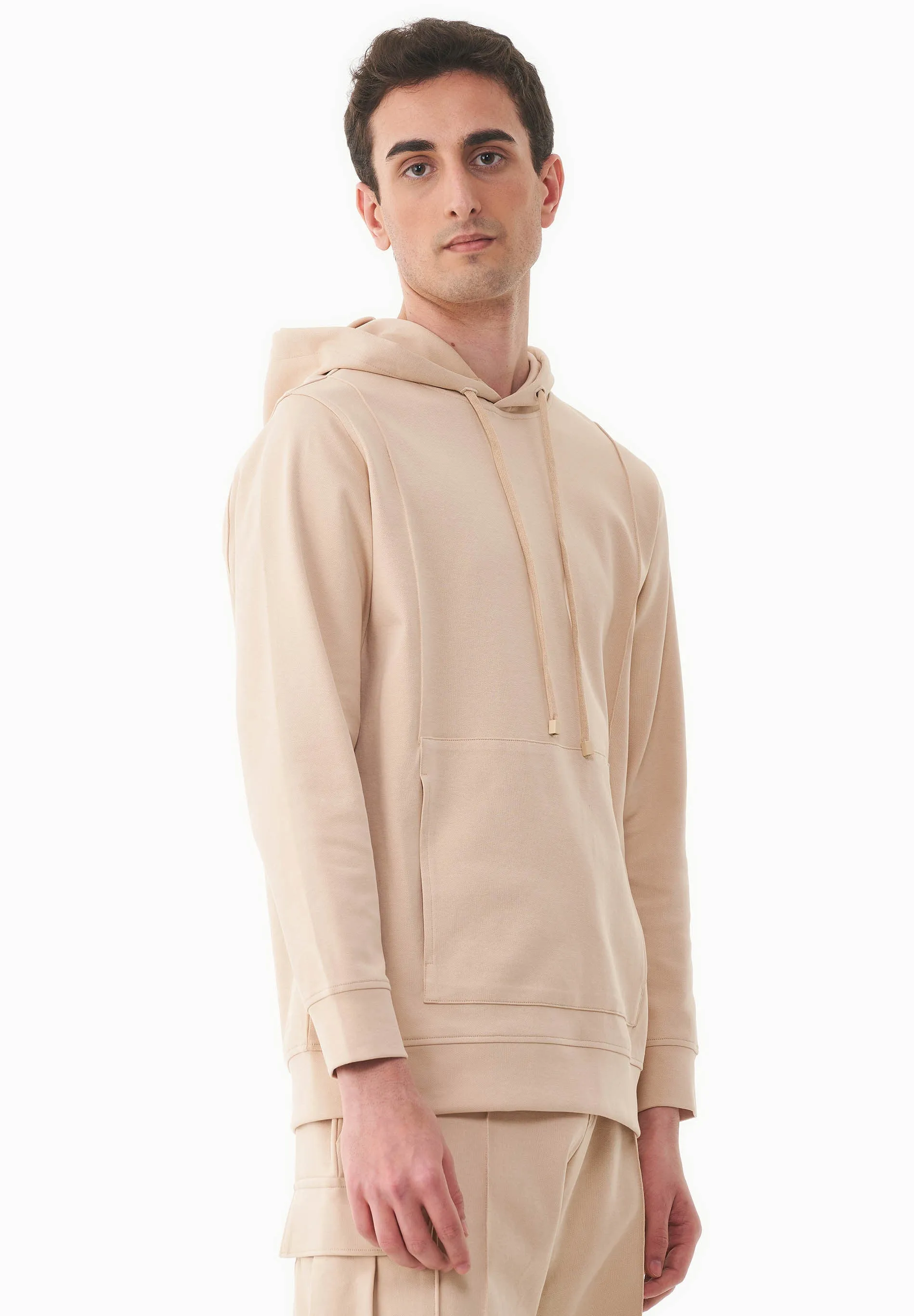 Men's Organic Cotton Pique Hoodie Soft Beige sold by Ivalo.com product image thumbnail 3