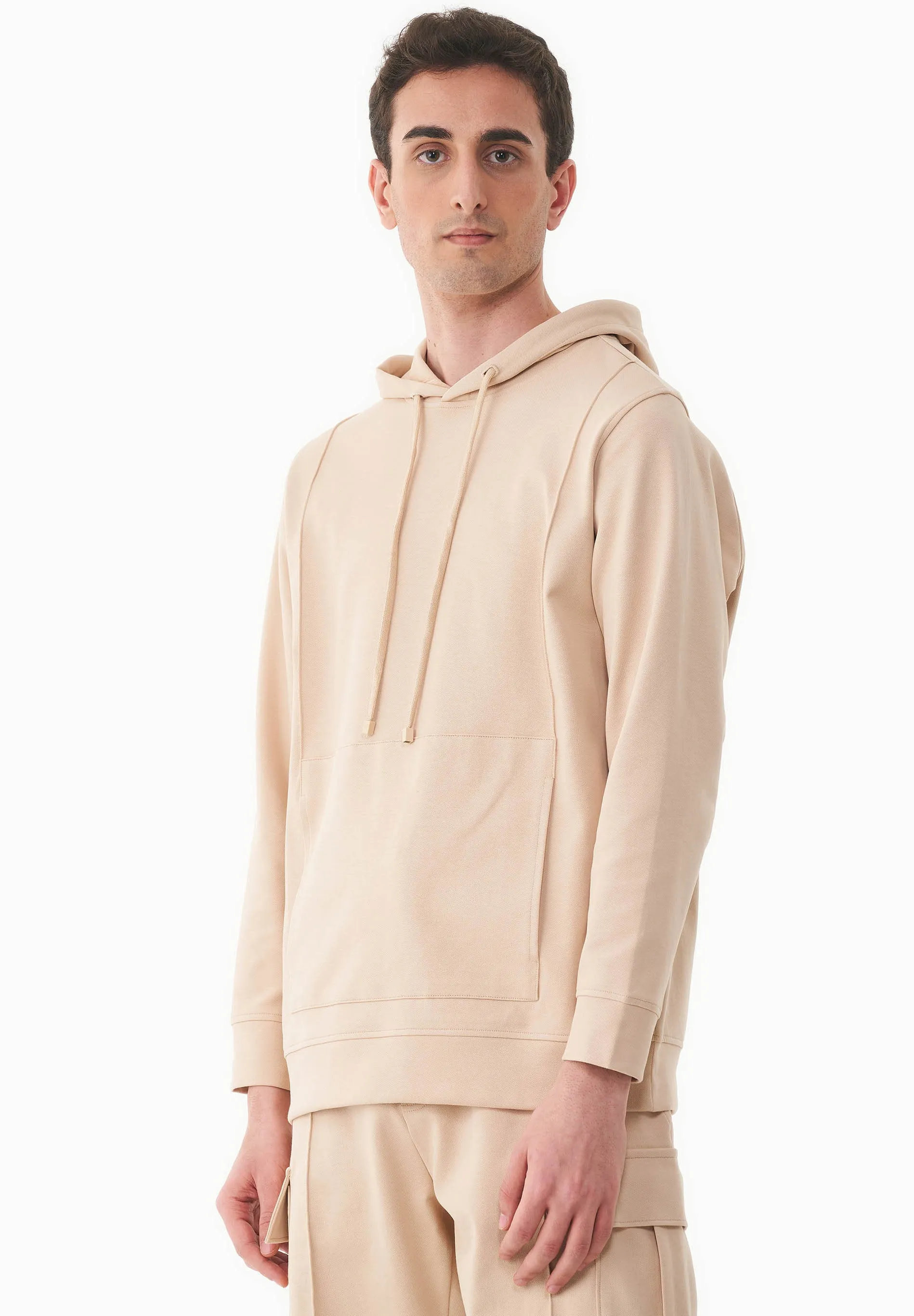 Men's Organic Cotton Pique Hoodie Soft Beige sold by Ivalo.com product image thumbnail 4