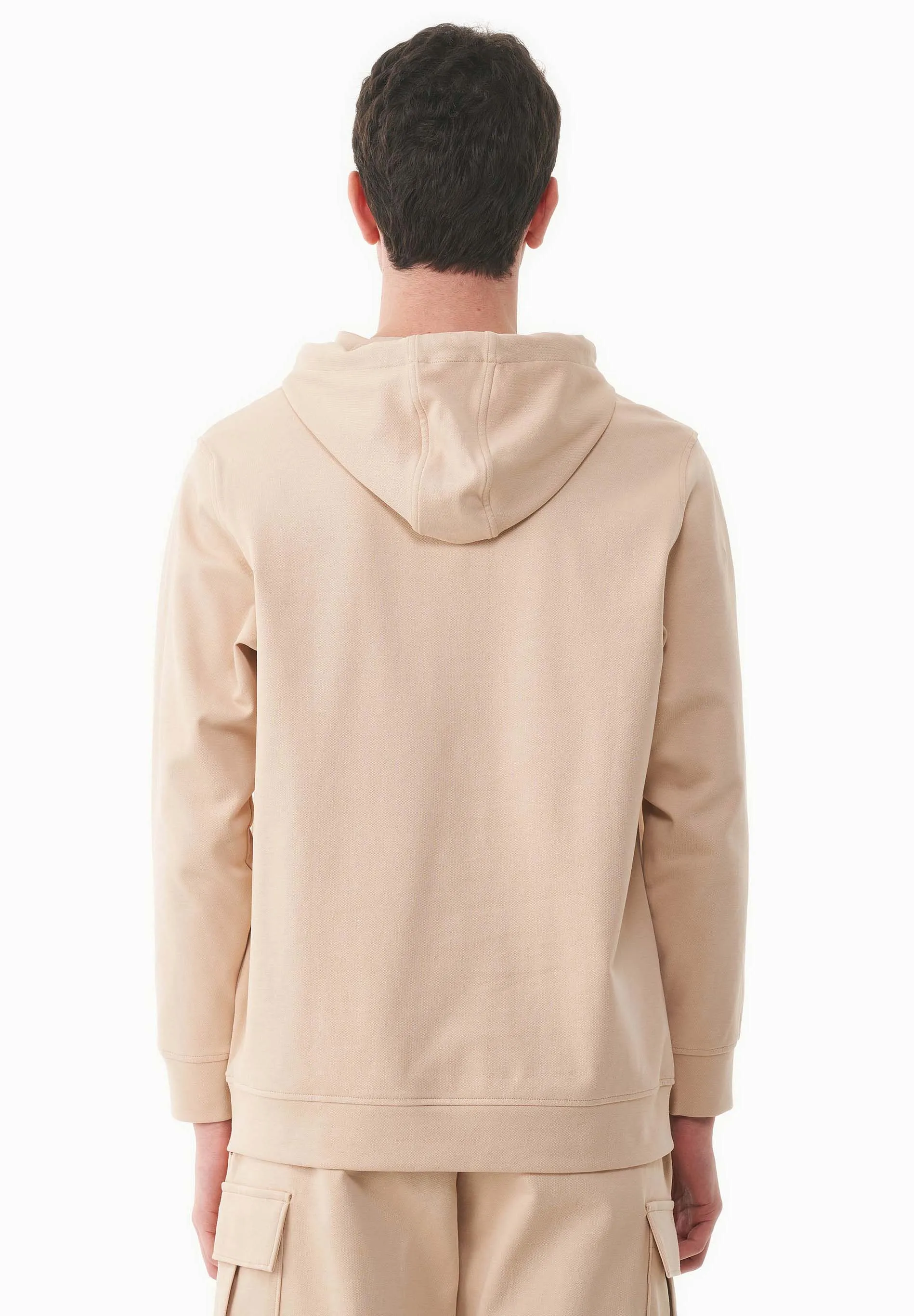 Men's Organic Cotton Pique Hoodie Soft Beige sold by Ivalo.com product image thumbnail 5