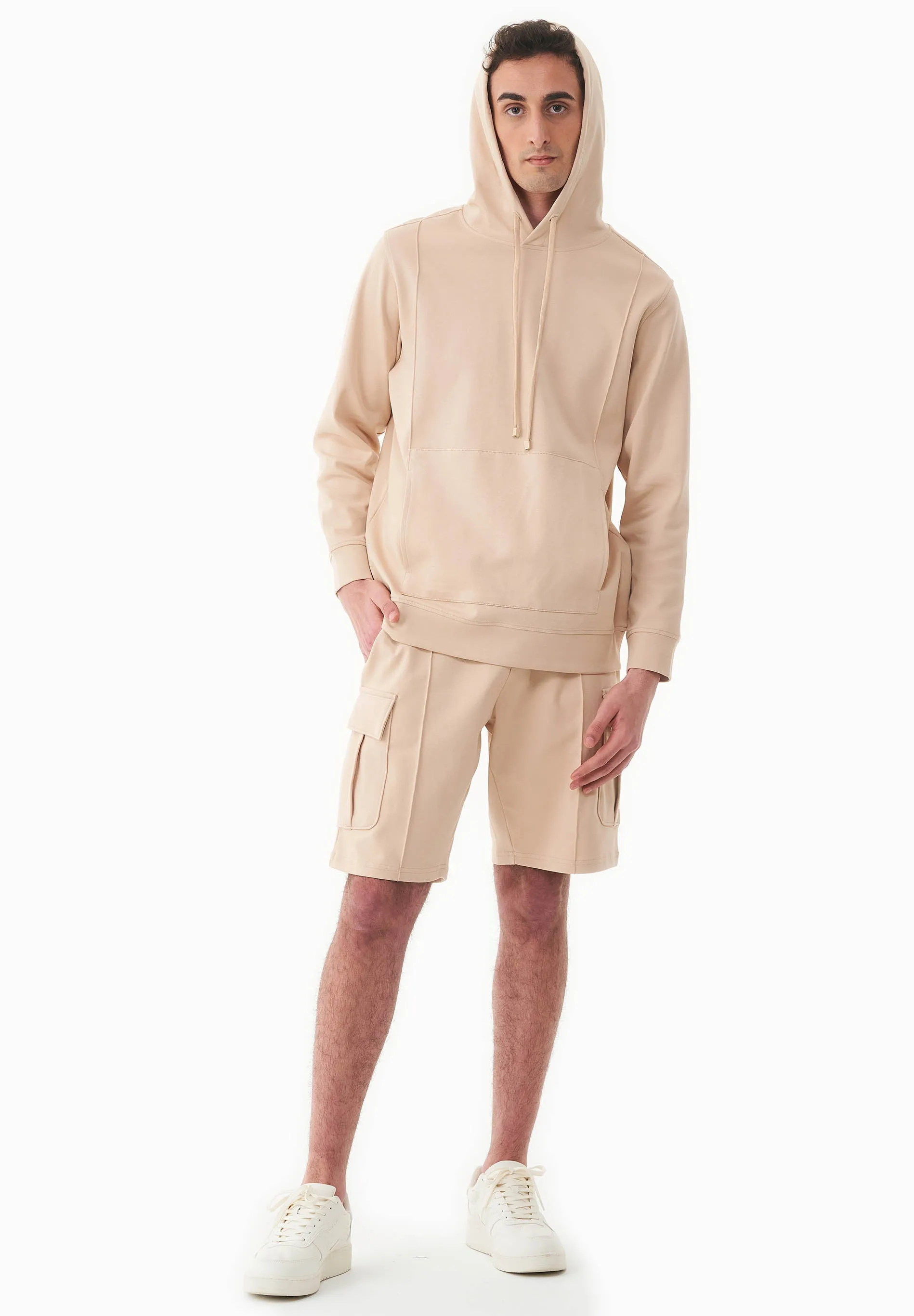 Men's Organic Cotton Pique Hoodie Soft Beige sold by Ivalo.com product image thumbnail 2