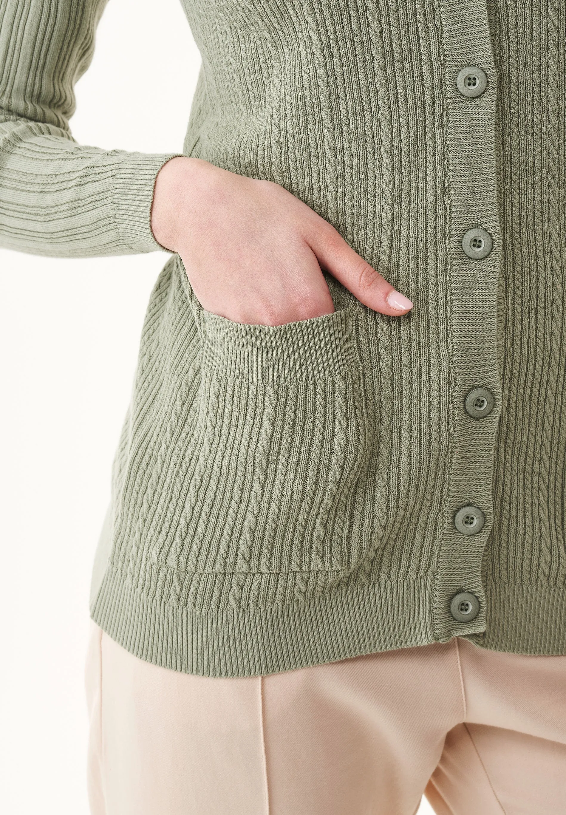 Organic Cotton Cardigan With Buttons Olive Green sold by Ivalo.com product image thumbnail 4