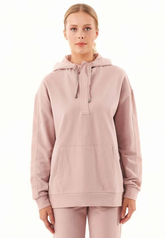Women's Half-Zip Organic Cotton Hoodie Misty Rose sold by Ivalo.com