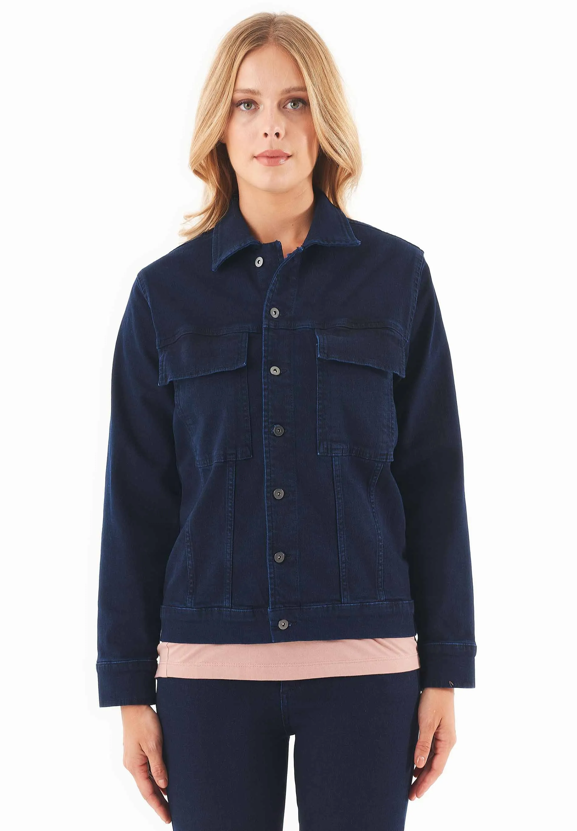 Women's Organic Cotton Denim Jacket Dark Navy sold by Ivalo.com