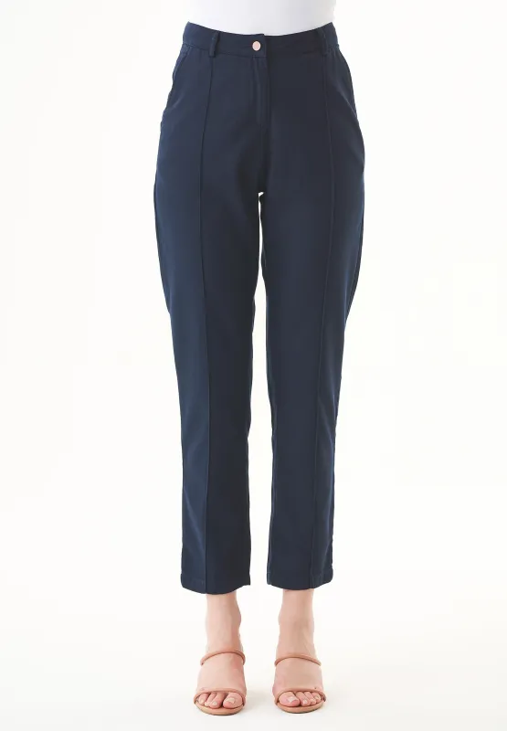 Lyocell Blend Stretch Gabardine Pants Navy sold by Ivalo.com