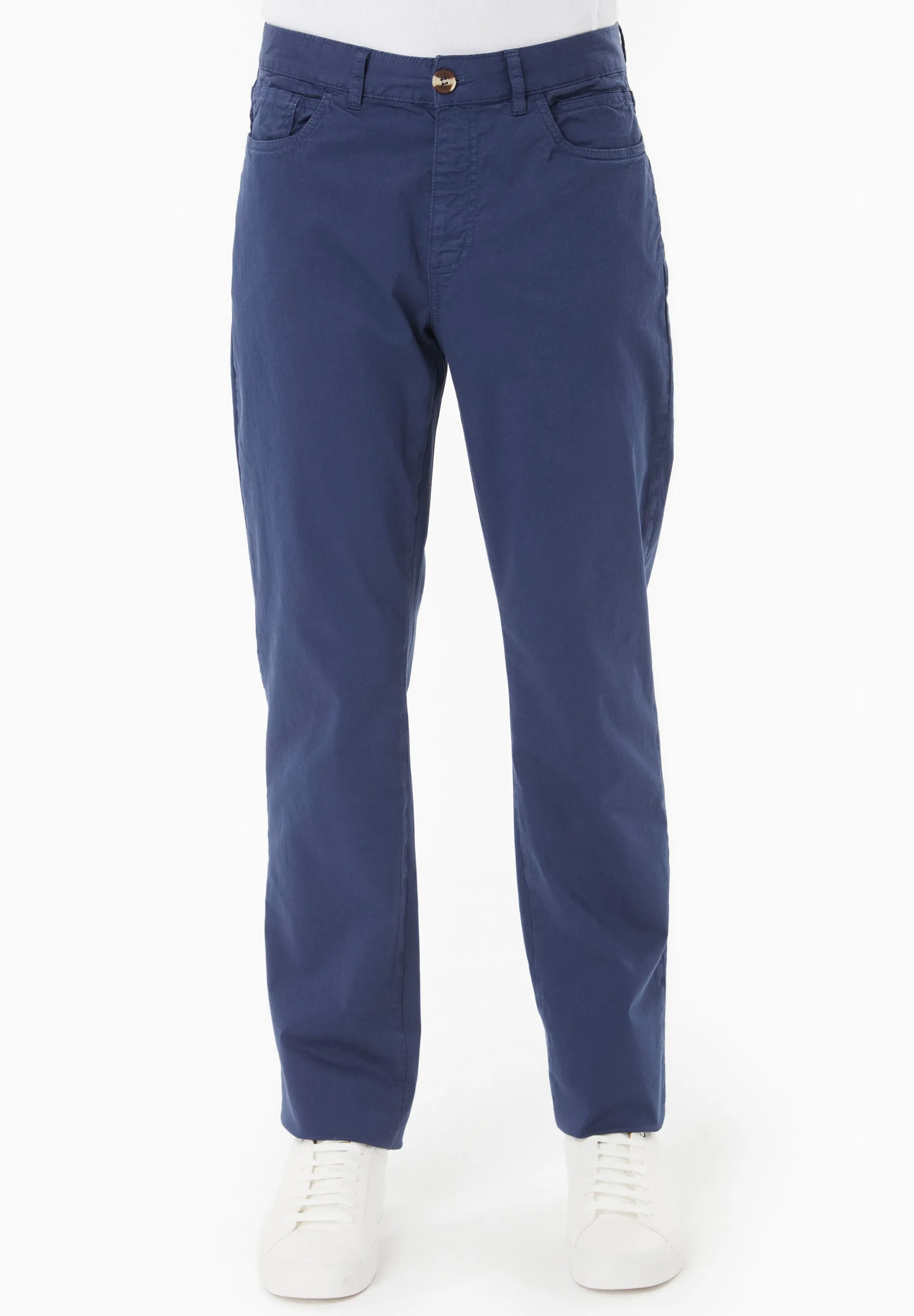 Men's Regular-Fit Organic Cotton Trousers Navy sold by Ivalo.com
