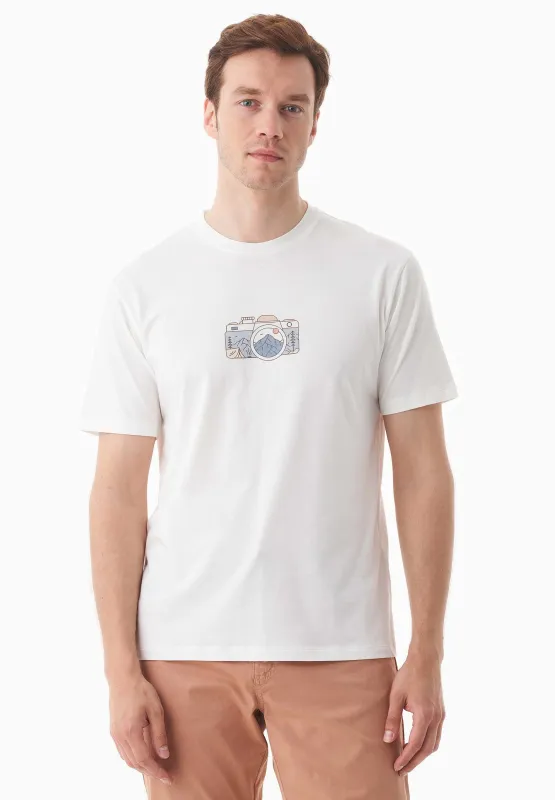 Men's Camera Organic Cotton T-Shirt Off White sold by Ivalo.com