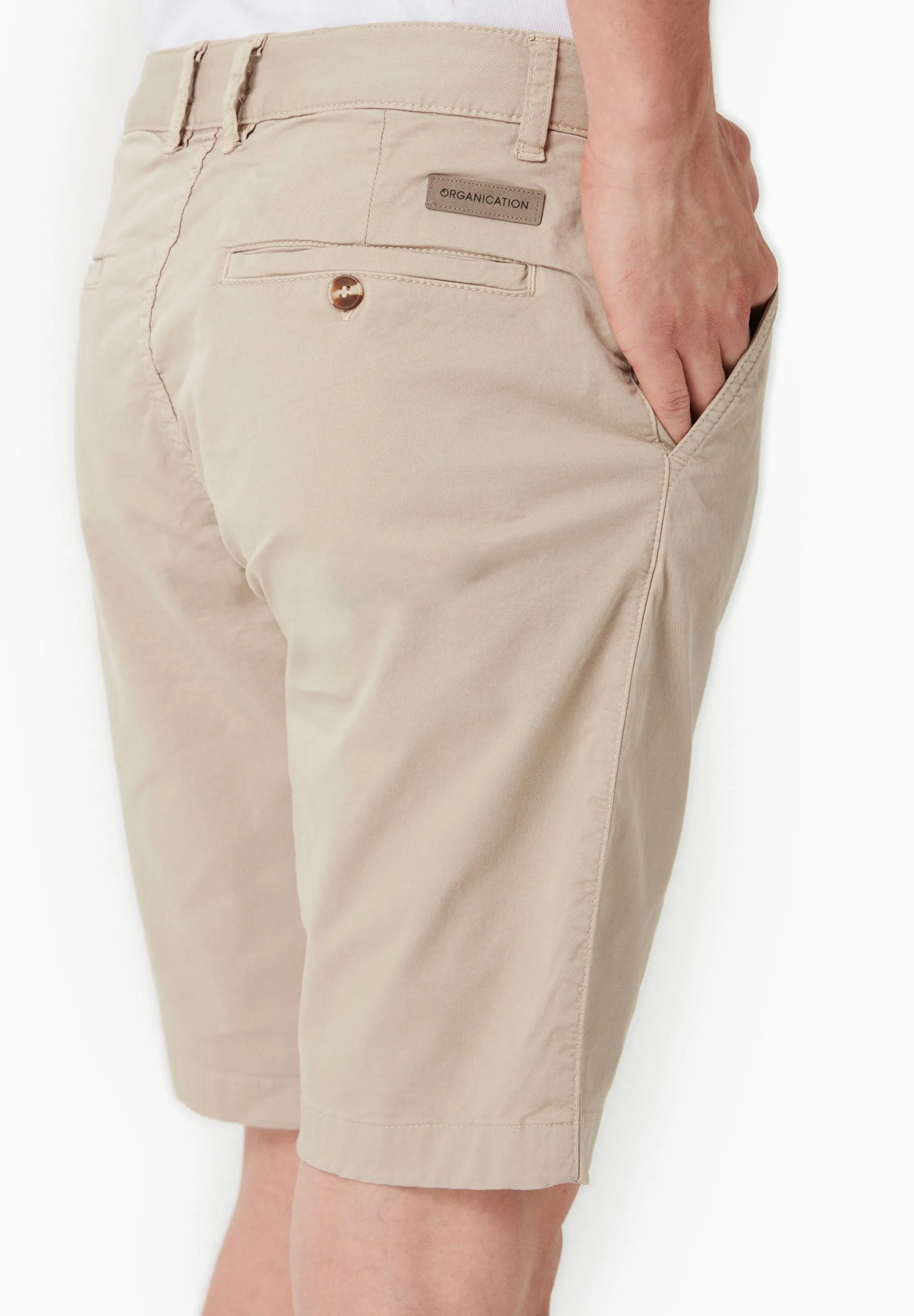 Men's Slim-Fit Organic Cotton Chino Shorts Feather Beige sold by Ivalo.com product image thumbnail 5