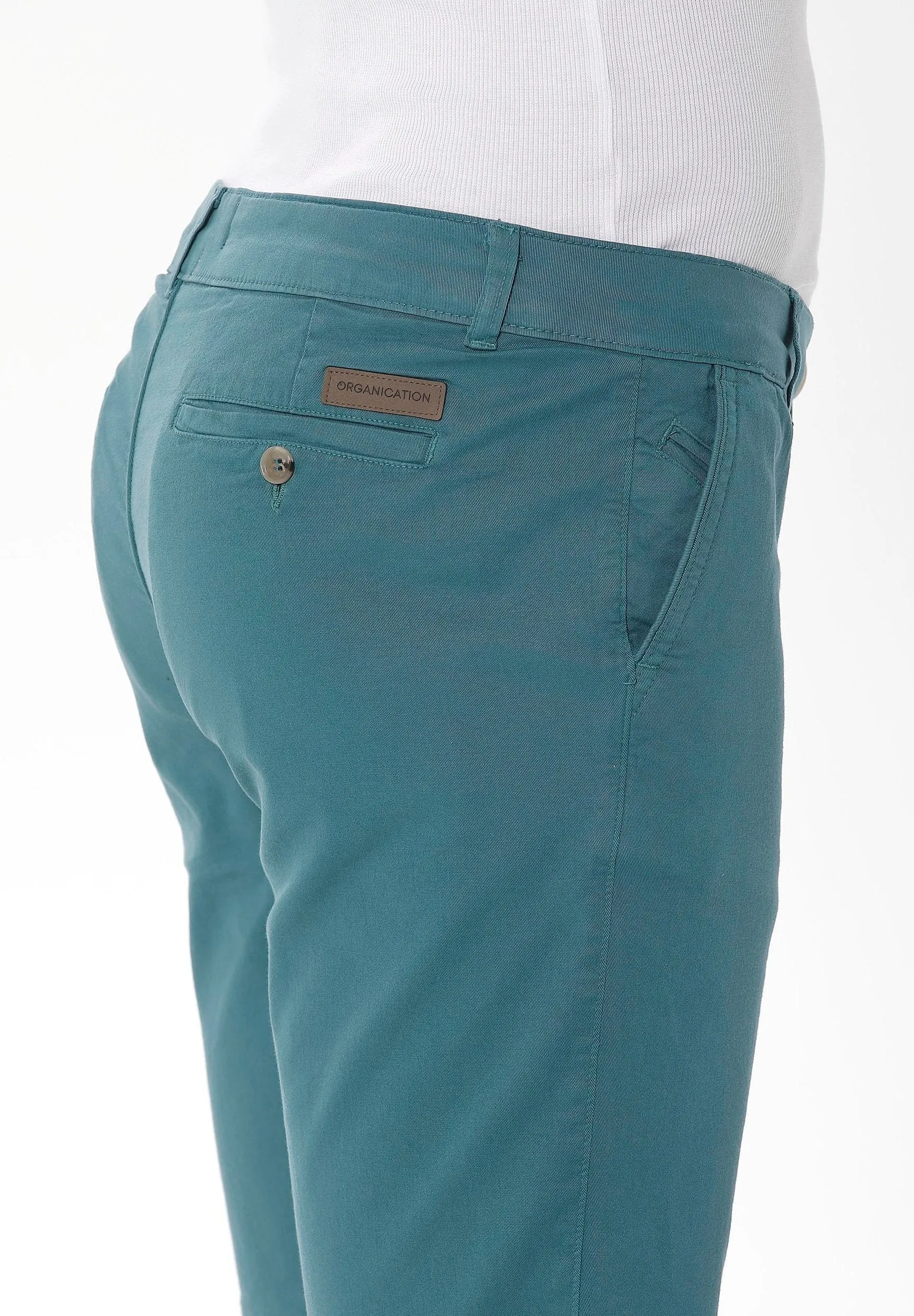 Men's Slim Organic Cotton Chino Shorts Petrol Green sold by Ivalo.com product image thumbnail 5