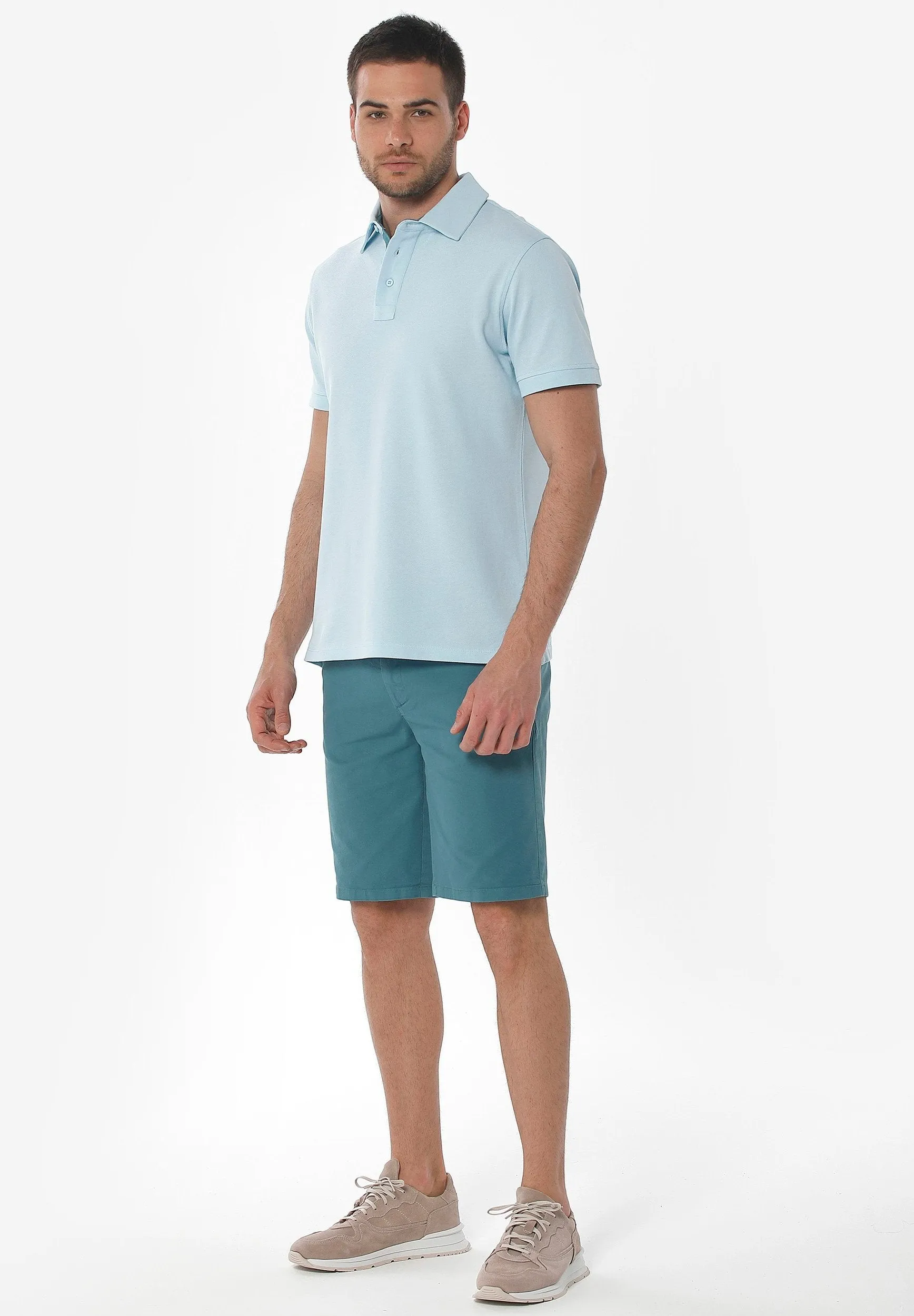 Men's Slim Organic Cotton Chino Shorts Petrol Green sold by Ivalo.com product image thumbnail 2