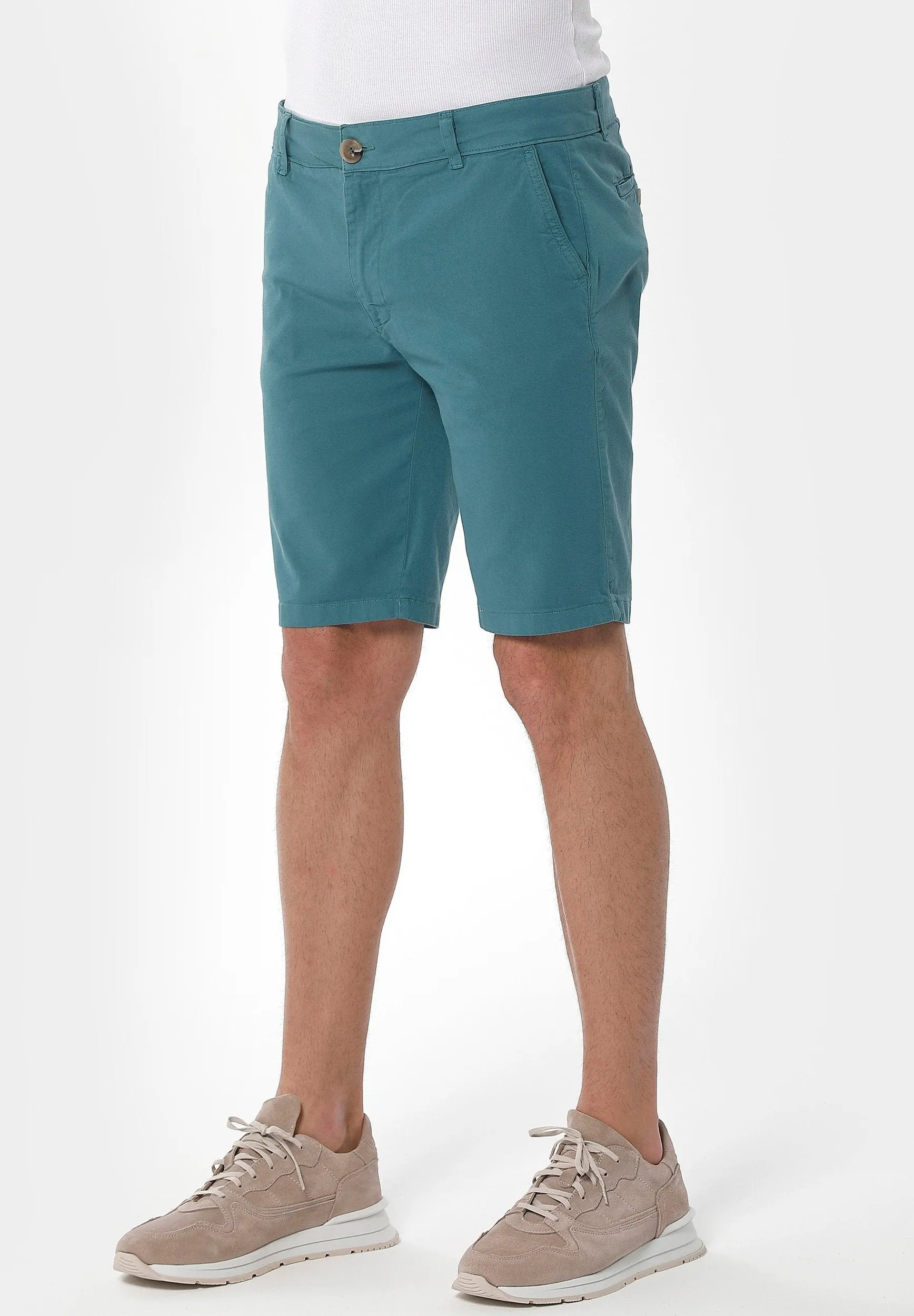 Men's Slim Organic Cotton Chino Shorts Petrol Green sold by Ivalo.com product image thumbnail 3