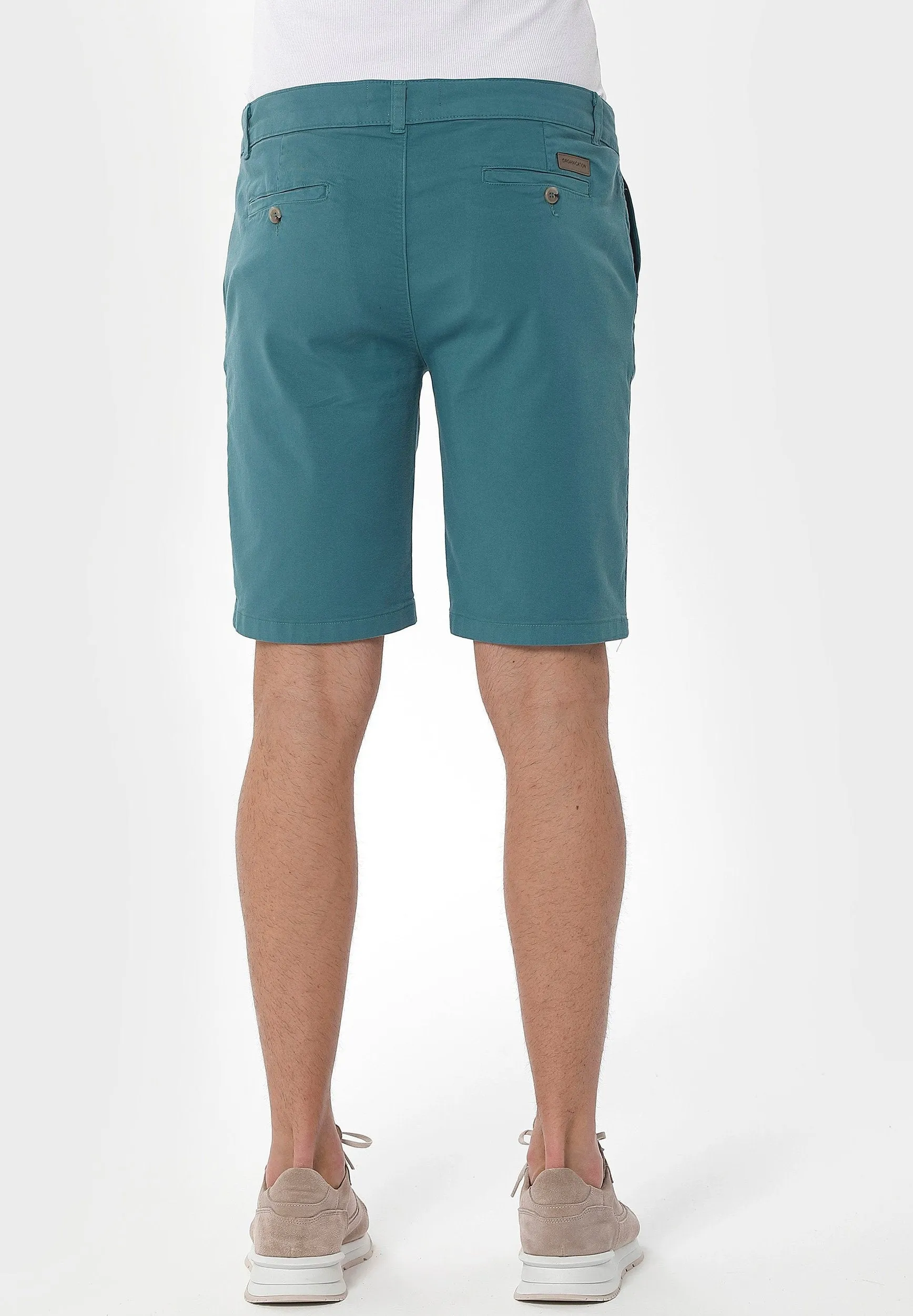 Men's Slim Organic Cotton Chino Shorts Petrol Green sold by Ivalo.com product image thumbnail 4