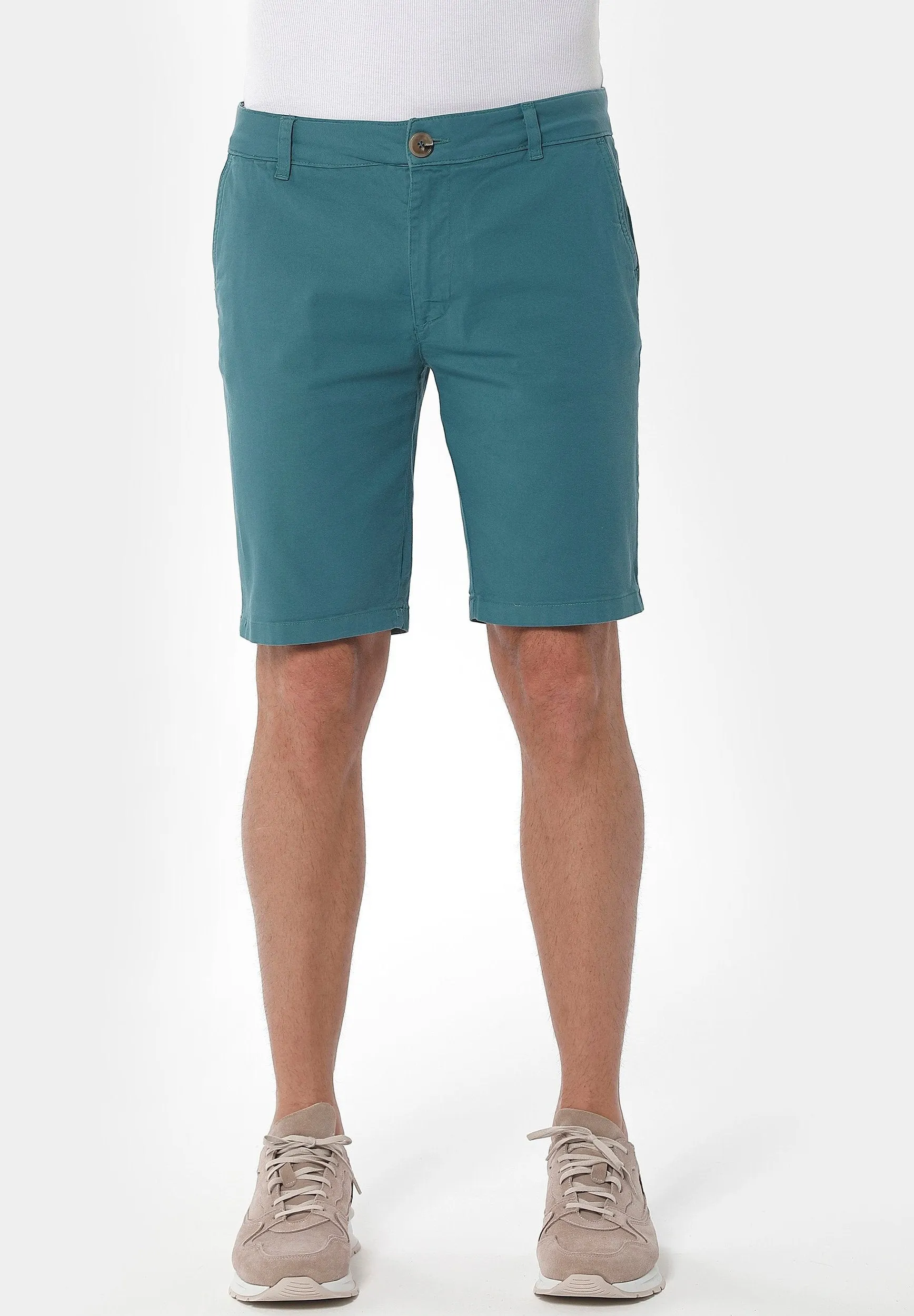 Men's Slim Organic Cotton Chino Shorts Petrol Green sold by Ivalo.com