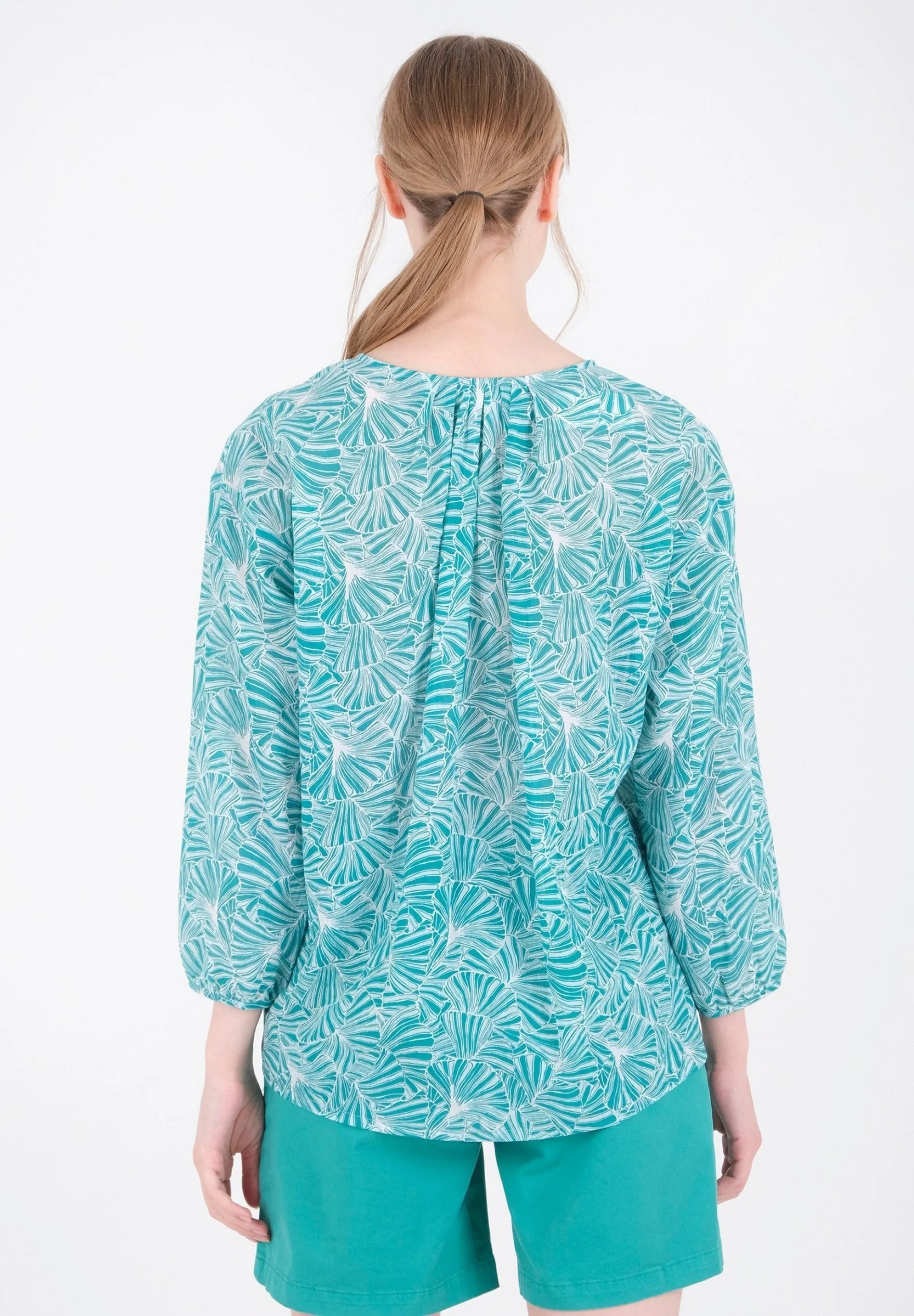 Patterned Organic Cotton Voile Blouse Emerald Flower sold by Ivalo.com product image thumbnail 2