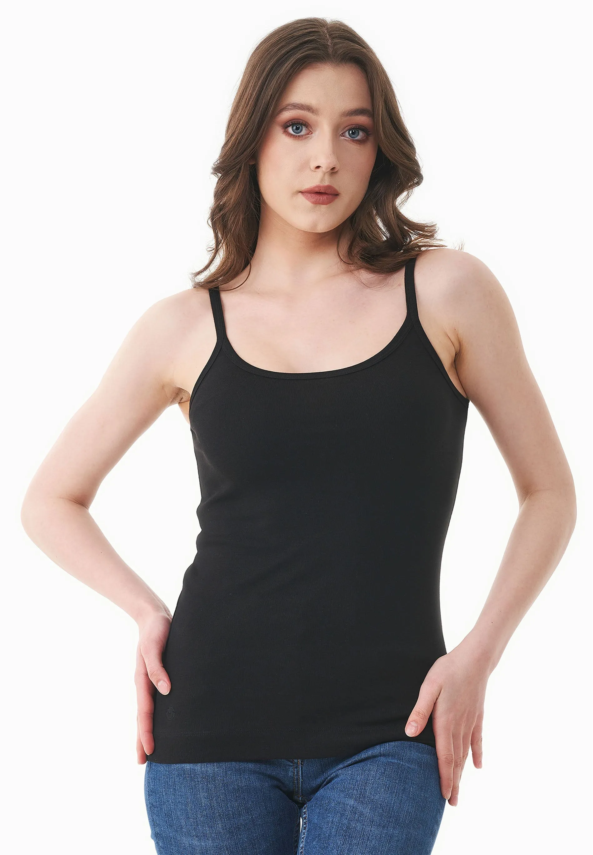 Women's Ribbed Spaghetti Strap Top Black sold by Ivalo.com