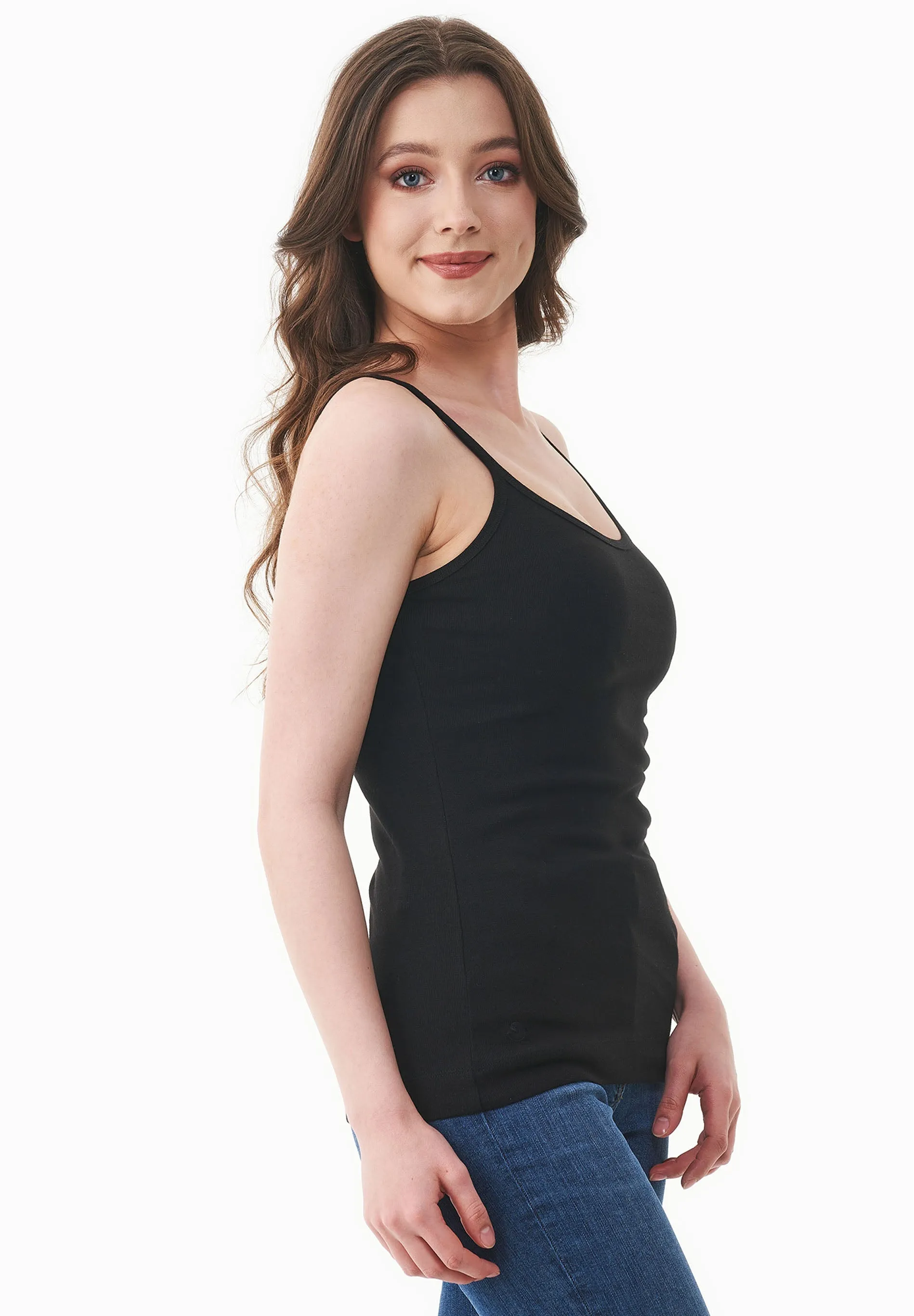 Women's Ribbed Spaghetti Strap Top Black sold by Ivalo.com product image thumbnail 3