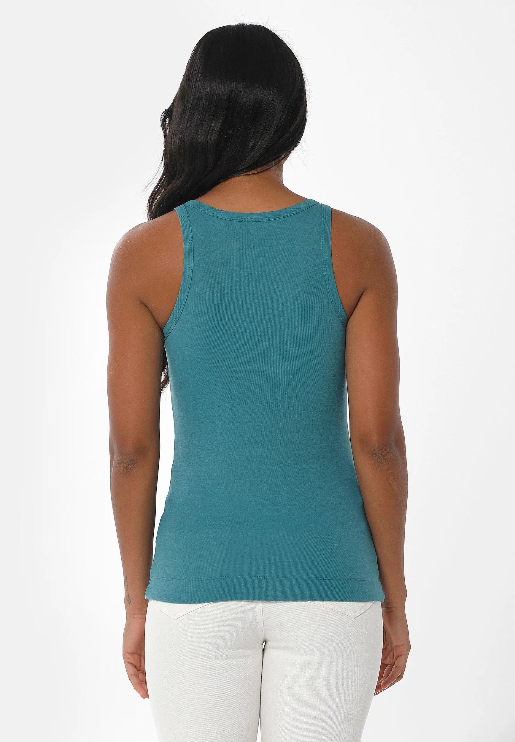 Women's High Neckline Ribbed Top Petrol Green sold by Ivalo.com product image thumbnail 2