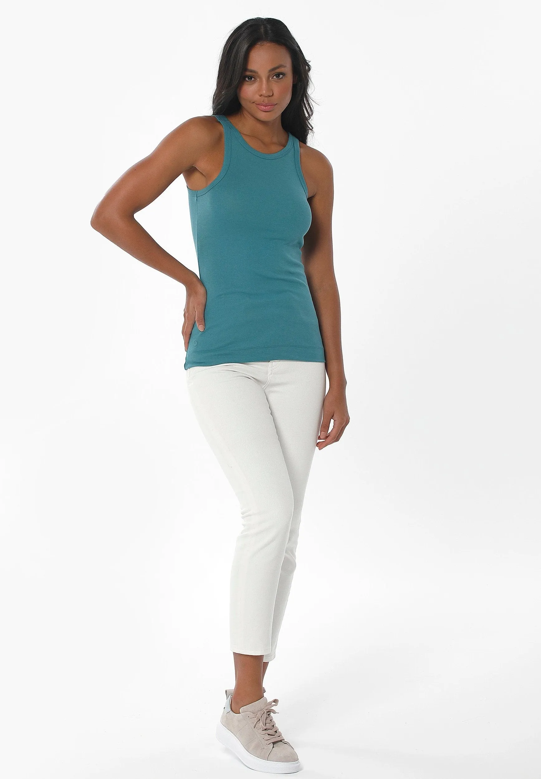 Women's High Neckline Ribbed Top Petrol Green sold by Ivalo.com product image thumbnail 3