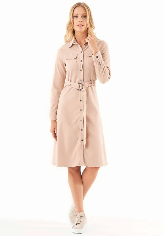 Belted Lyocell Blend Shirt Dress Beige sold by Ivalo.com